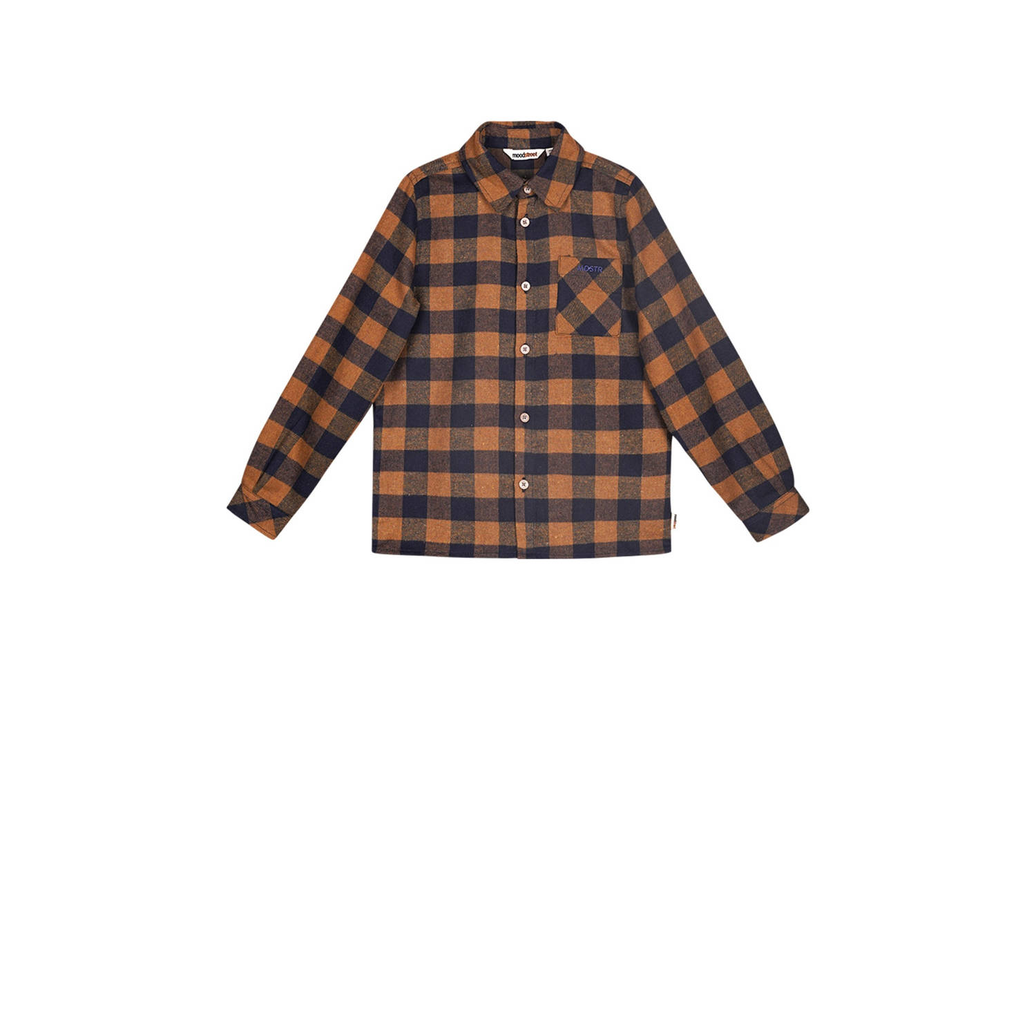 Moodstreet overshirt met ruitdessin bruin donkerblauw