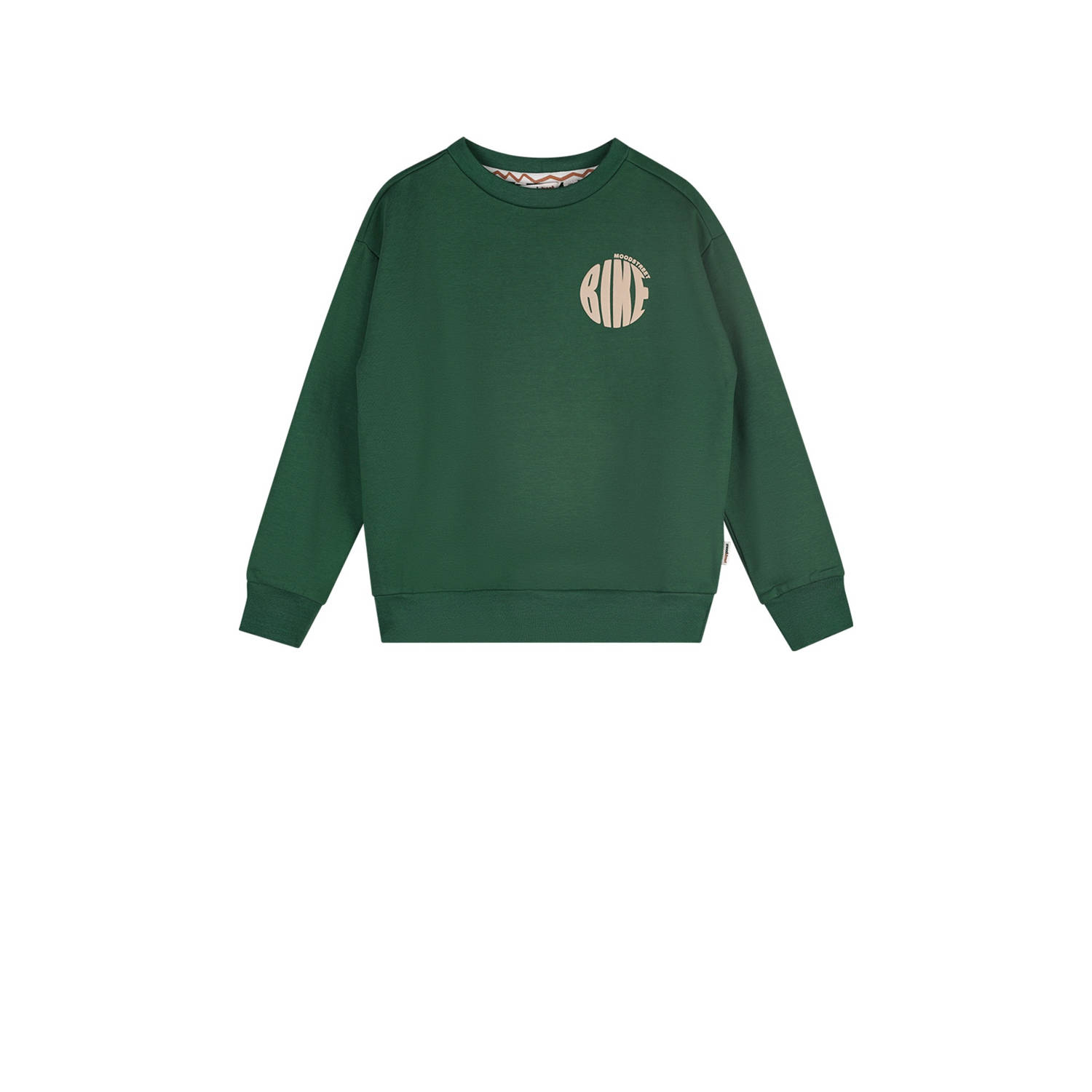 Moodstreet sweater Simon met backprint groen