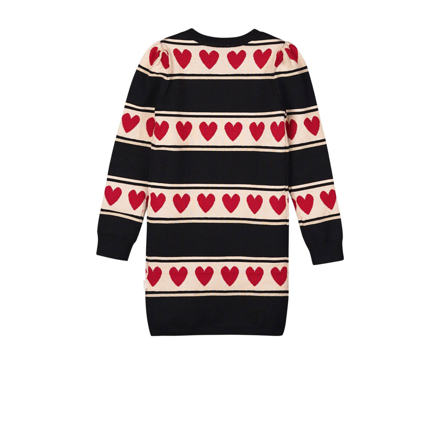 Moodstreet fijngebreide jurk Donna met all over print zwart roze ecru