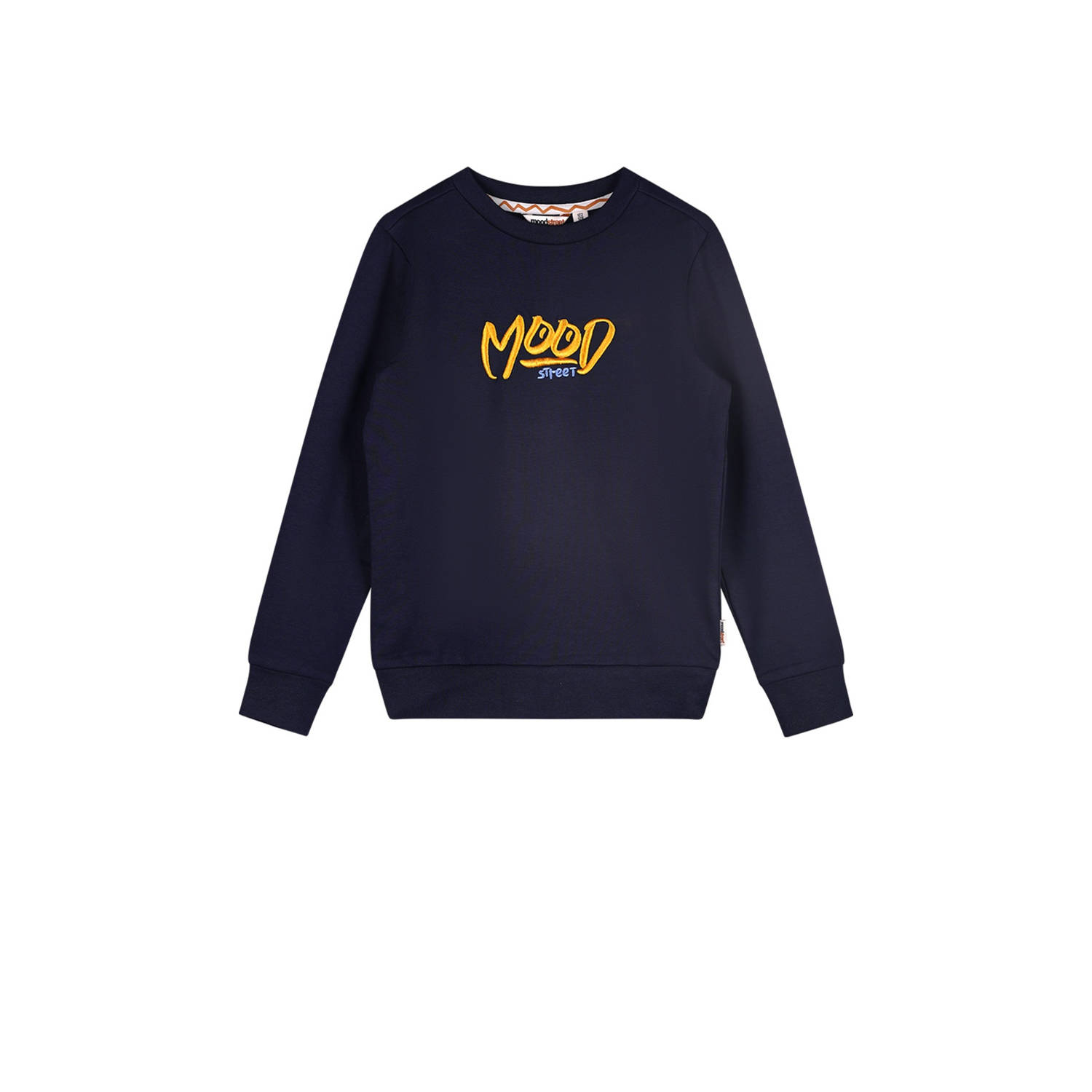 Moodstreet gebreide sweater Sev met printopdruk donkerblauw