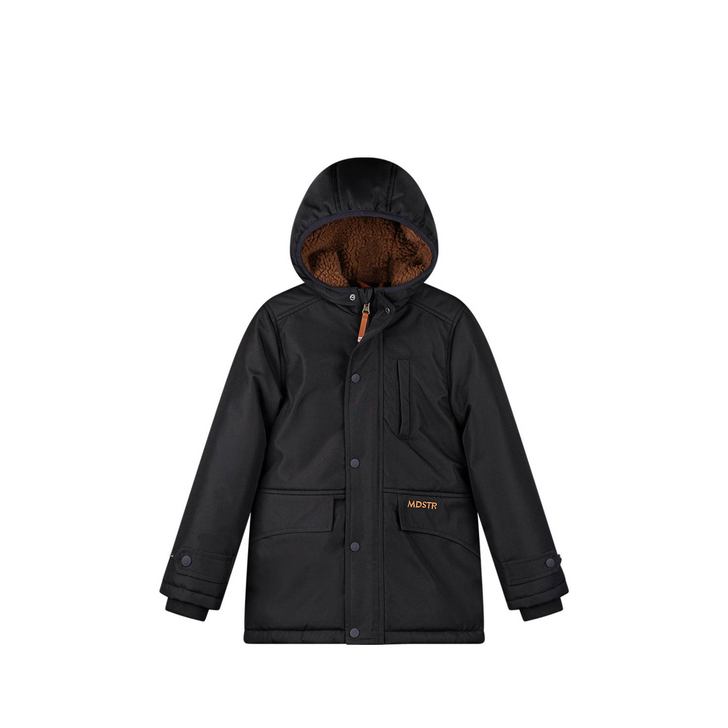 Moodstreet gewatteerde winterjas Jason zwart Jongens Polyester Capuchon 134 140