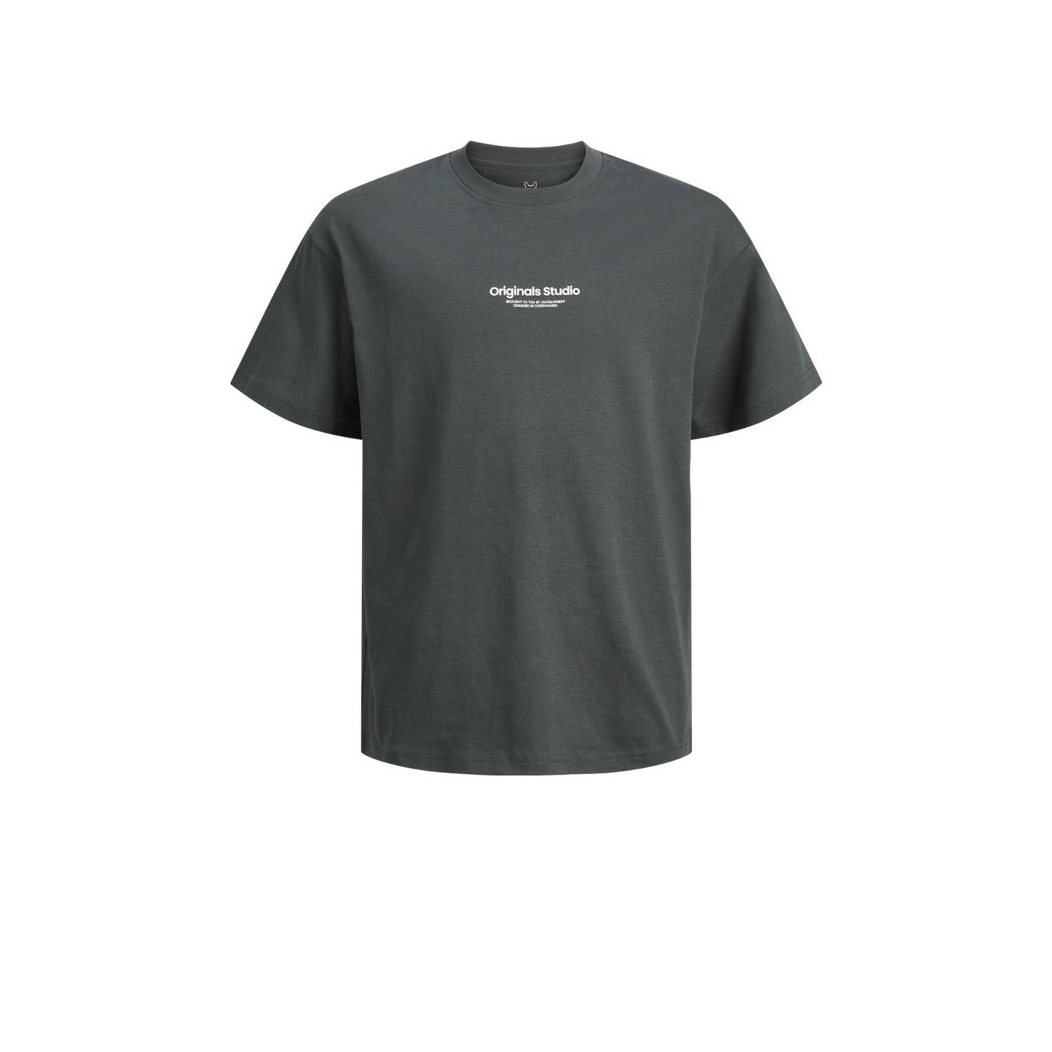 Jack & jones JUNIOR T-shirt KORVESTERBRO met tekst Groen Jongens Katoen Ronde hals 164