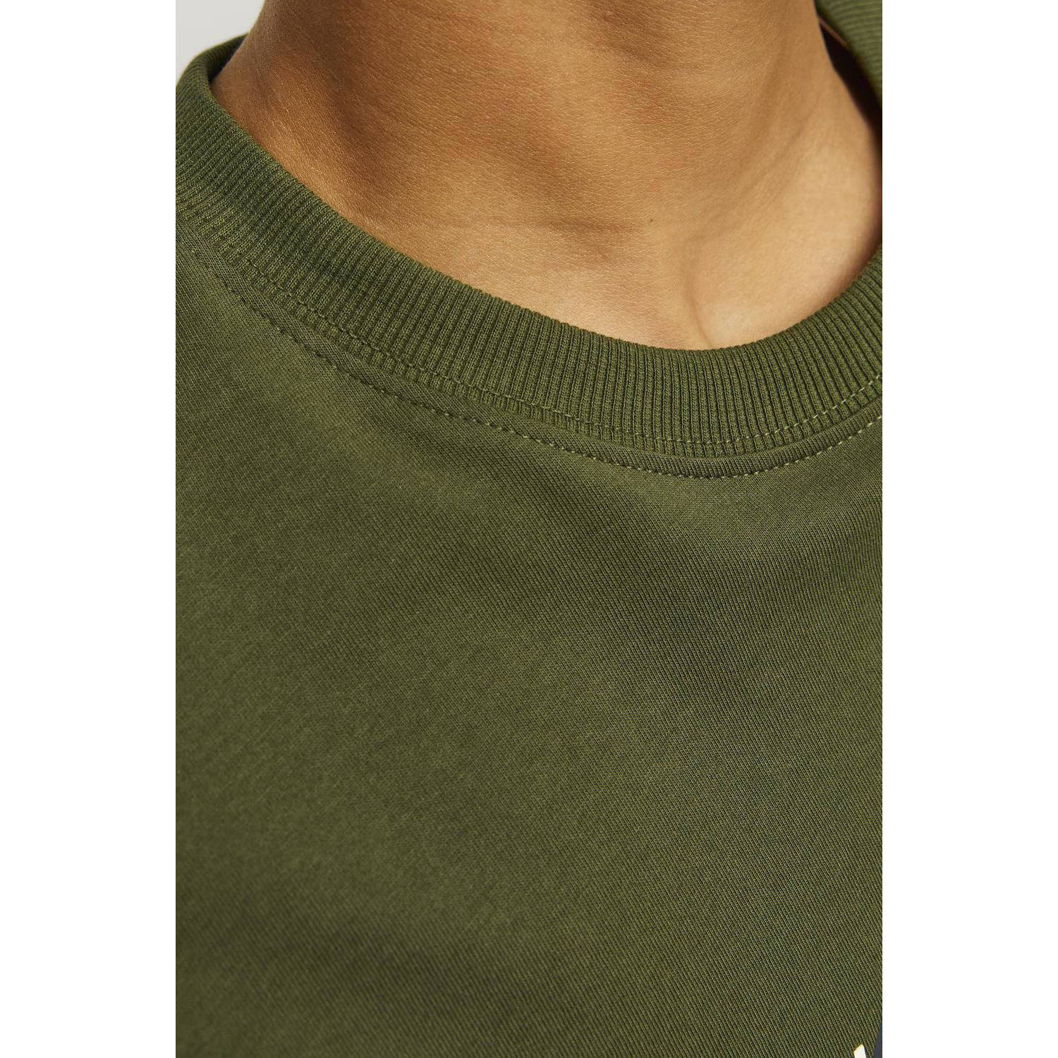 JACK & JONES JUNIOR T-shirt JCOMOUNTAIN met printopdruk donkergroen