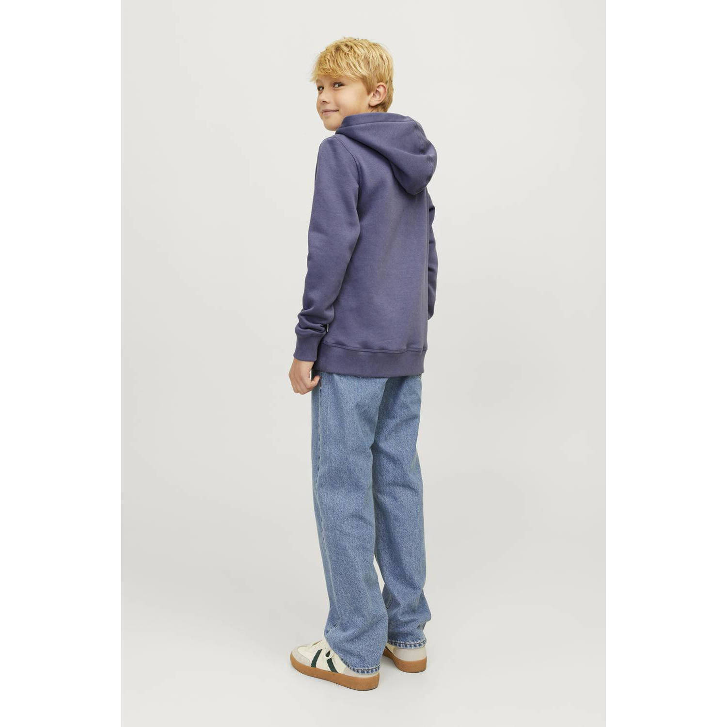 JACK & JONES JUNIOR hoodie JORFREDERIKSBERG met printopdruk middenblauw