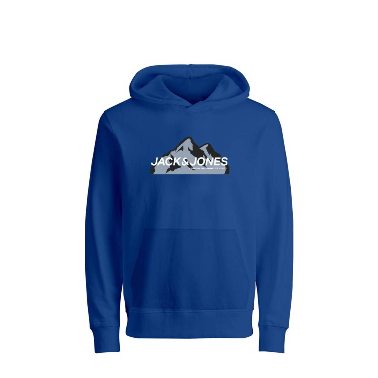 Jack & jones JUNIOR hoodie JCOMOUNTAIN met printopdruk hardblauw Sweater 140