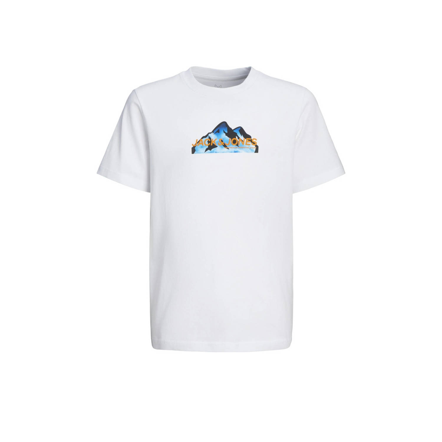 Jack & jones JUNIOR T-shirt JCOMOUNTAIN met printopdruk wit Jongens Denim Ronde hals 128