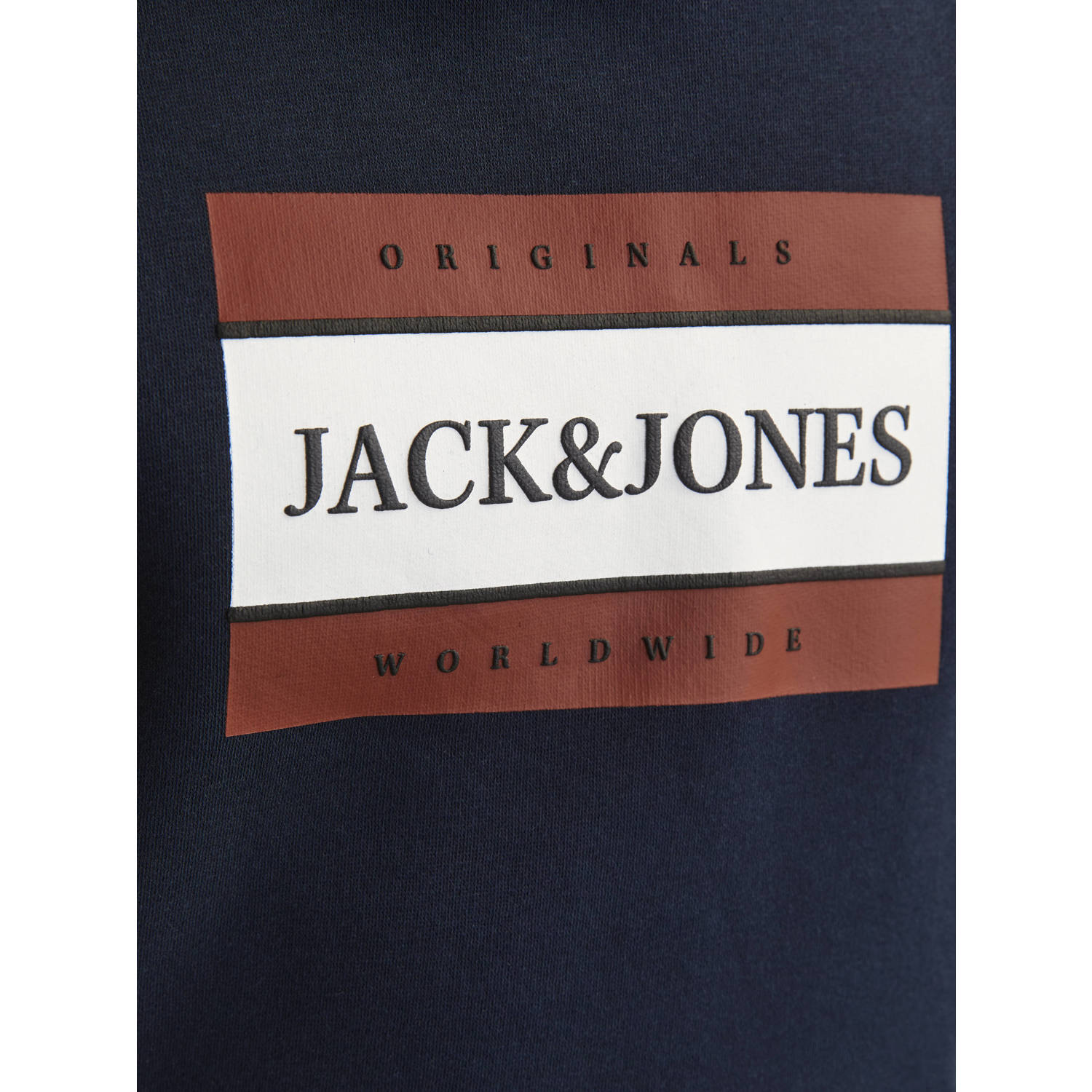 JACK & JONES JUNIOR hoodie JORFREDERIKSBERG met printopdruk donkerblauw