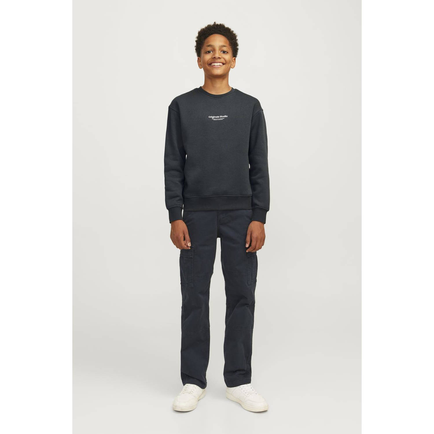 JACK & JONES JUNIOR sweater JORVESTERBRO met tekst diep donkergroen