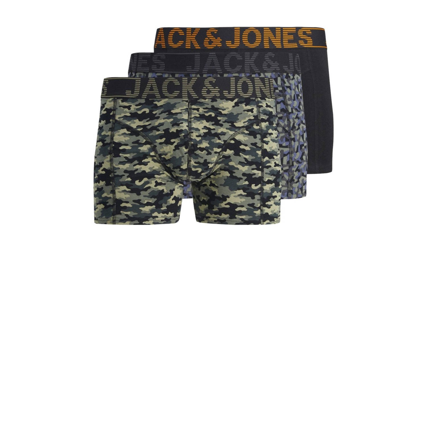 Jack & jones JUNIOR boxershort JACDANNY set van 3 zwart groen Jongens Stretchkatoen 128