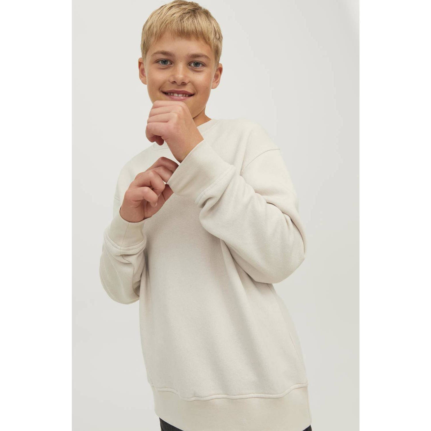 JACK & JONES JUNIOR sweater JORVESTERBRO met tekst offwhite