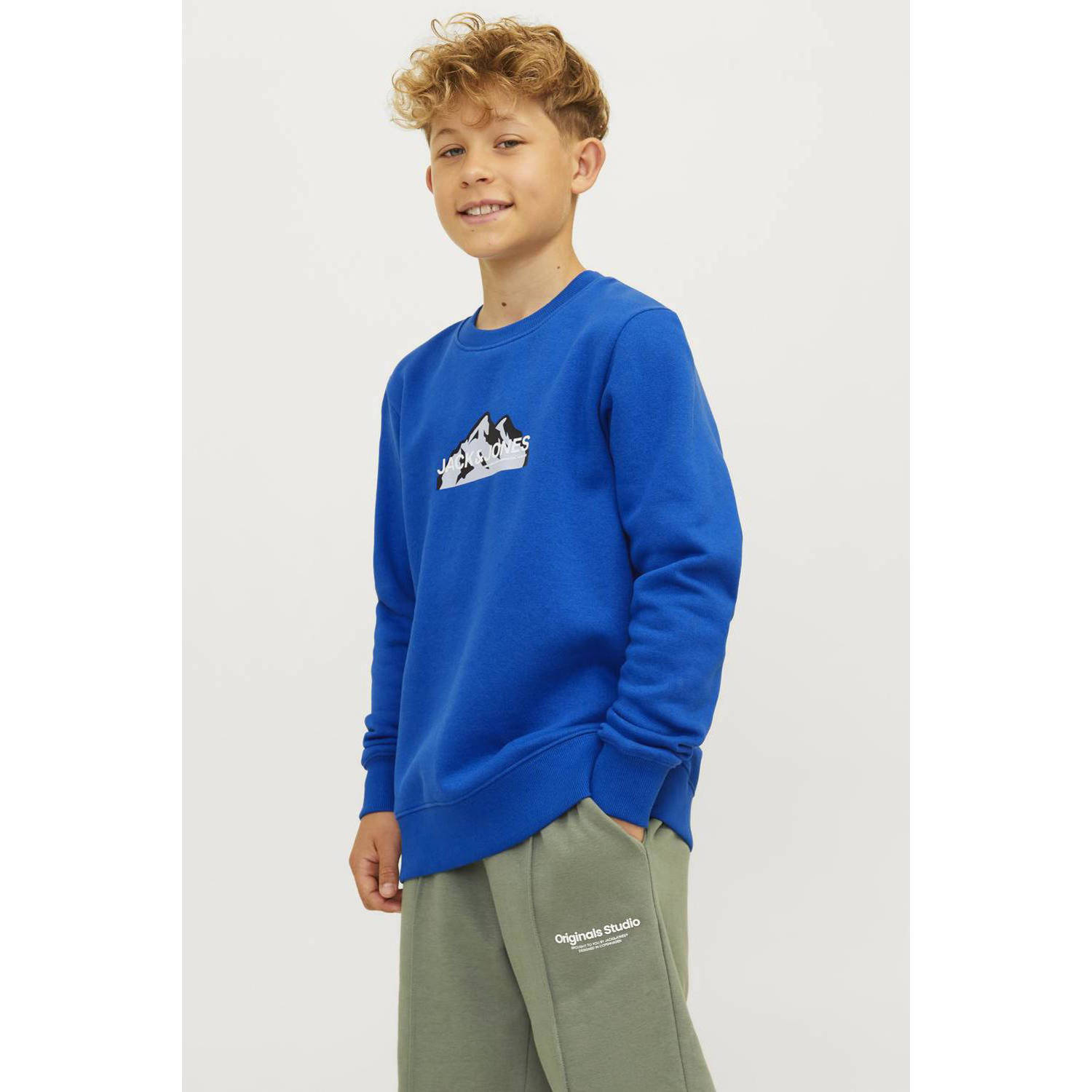 Jack & jones JUNIOR sweater JCOMOUNTAIN met printopdruk hardblauw Printopdruk 128