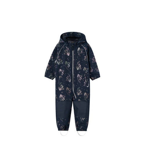 NAME IT MINI softshell buitenspeelpak met all over print donkerblauw/roze metallic afbeelding