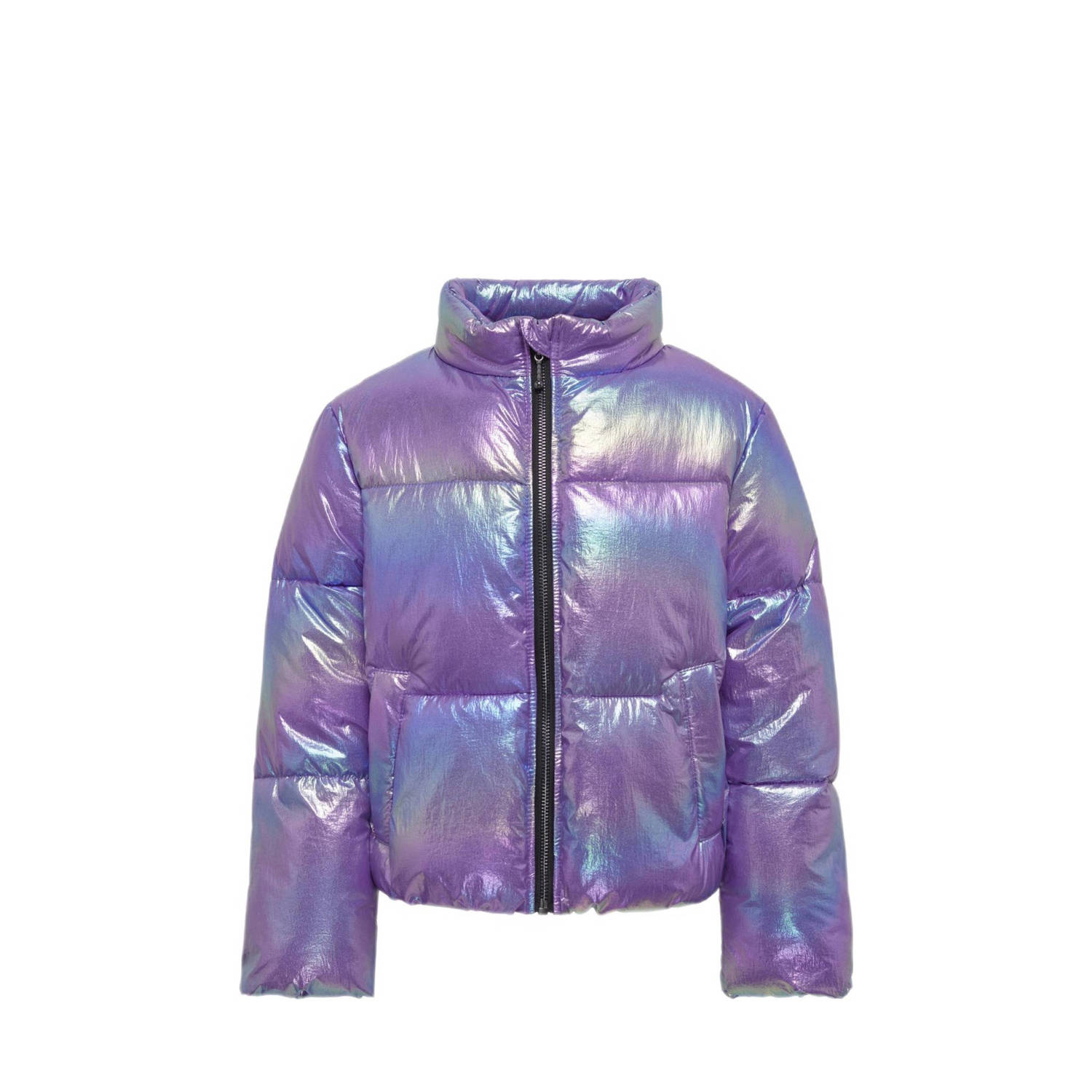 Only KIDS GIRL gewatteerde winterjas KOGCELINE paars metallic Meisjes Nylon Opstaande kraag 140