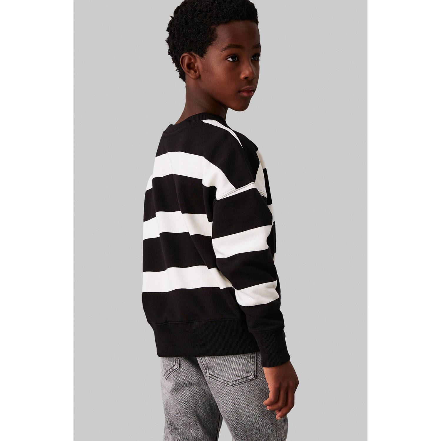Calvin Klein gestreepte sweater zwart ivoor