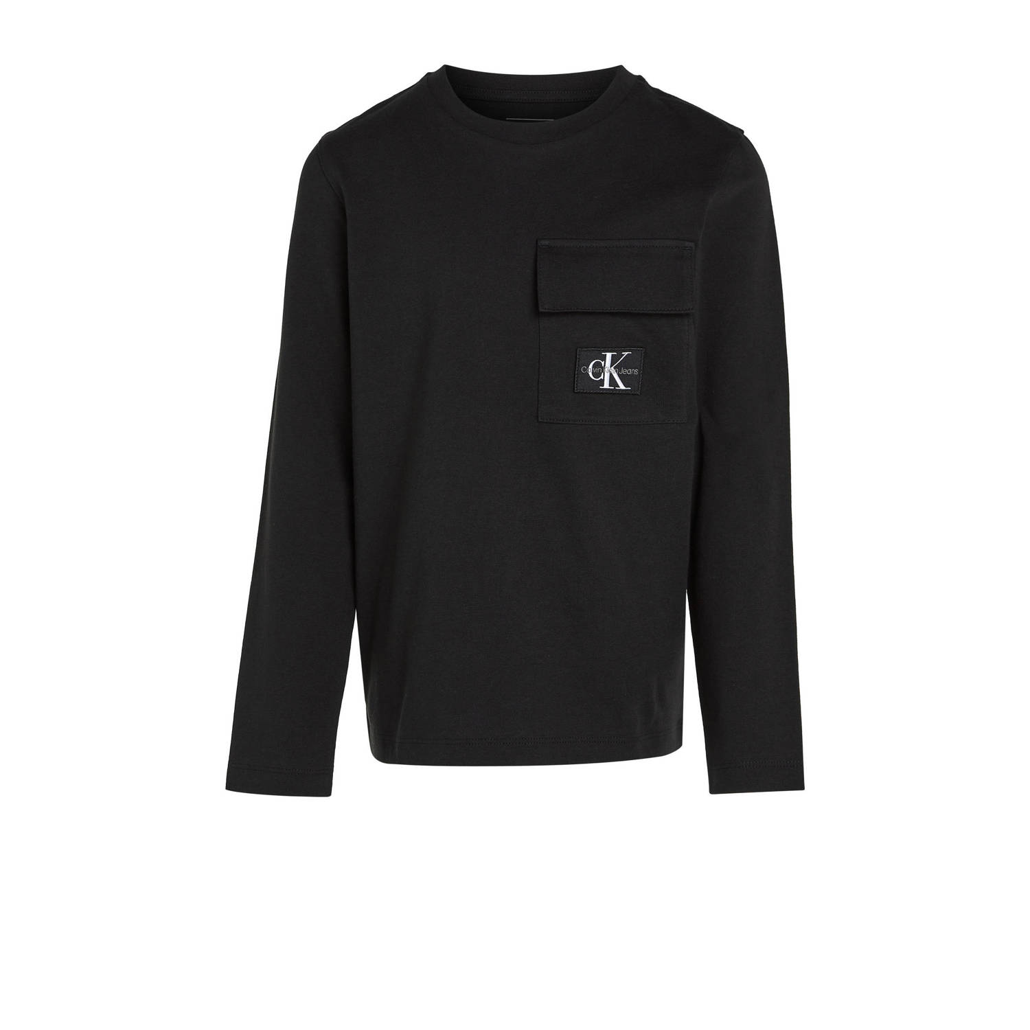 Calvin Klein longsleeve zwart Jongens Katoen Ronde hals Effen 128