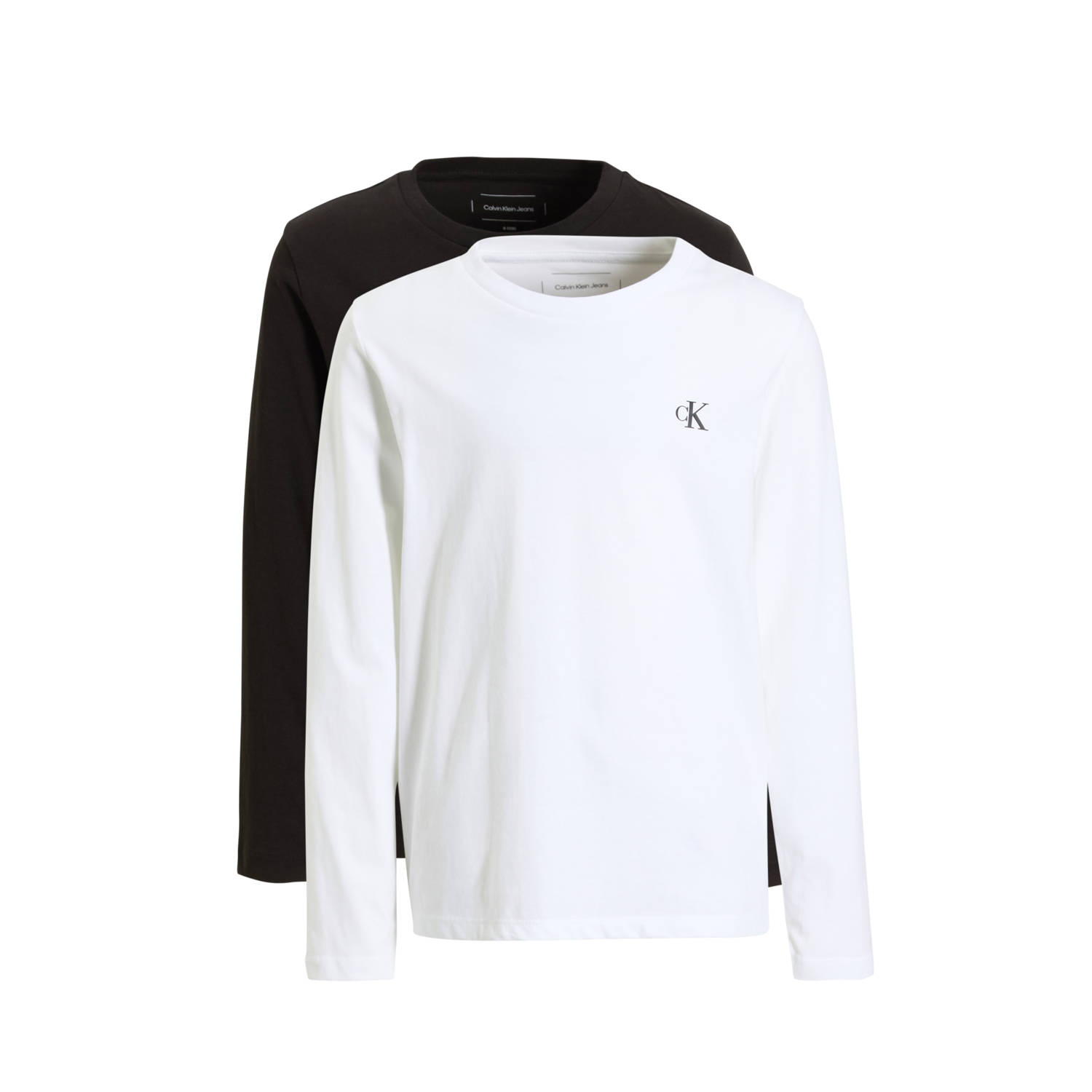 Calvin Klein T-shirt Chest Mono Ls T-Shirt 2-Pack voor kinderen tot 16 jaar en met logoprint
