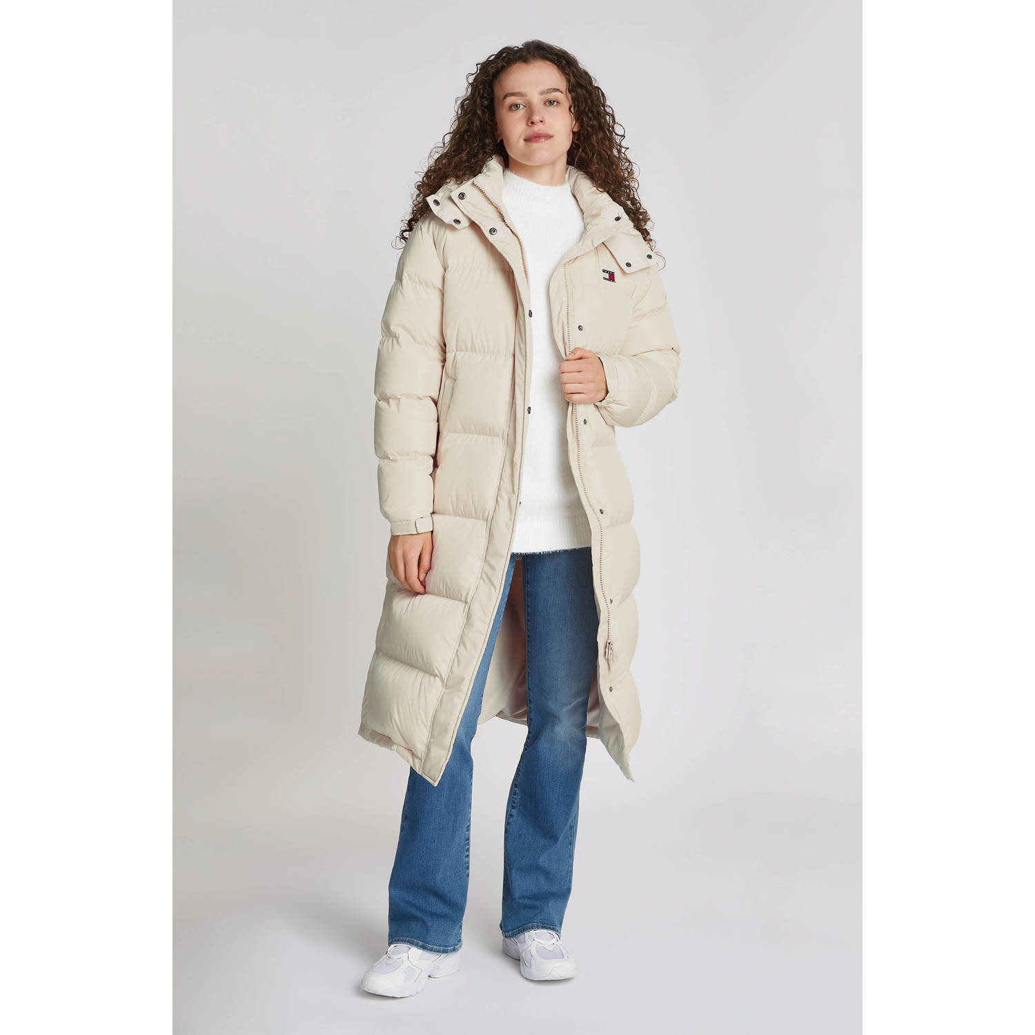Tommy Jeans gewatteerde winterjas ecru