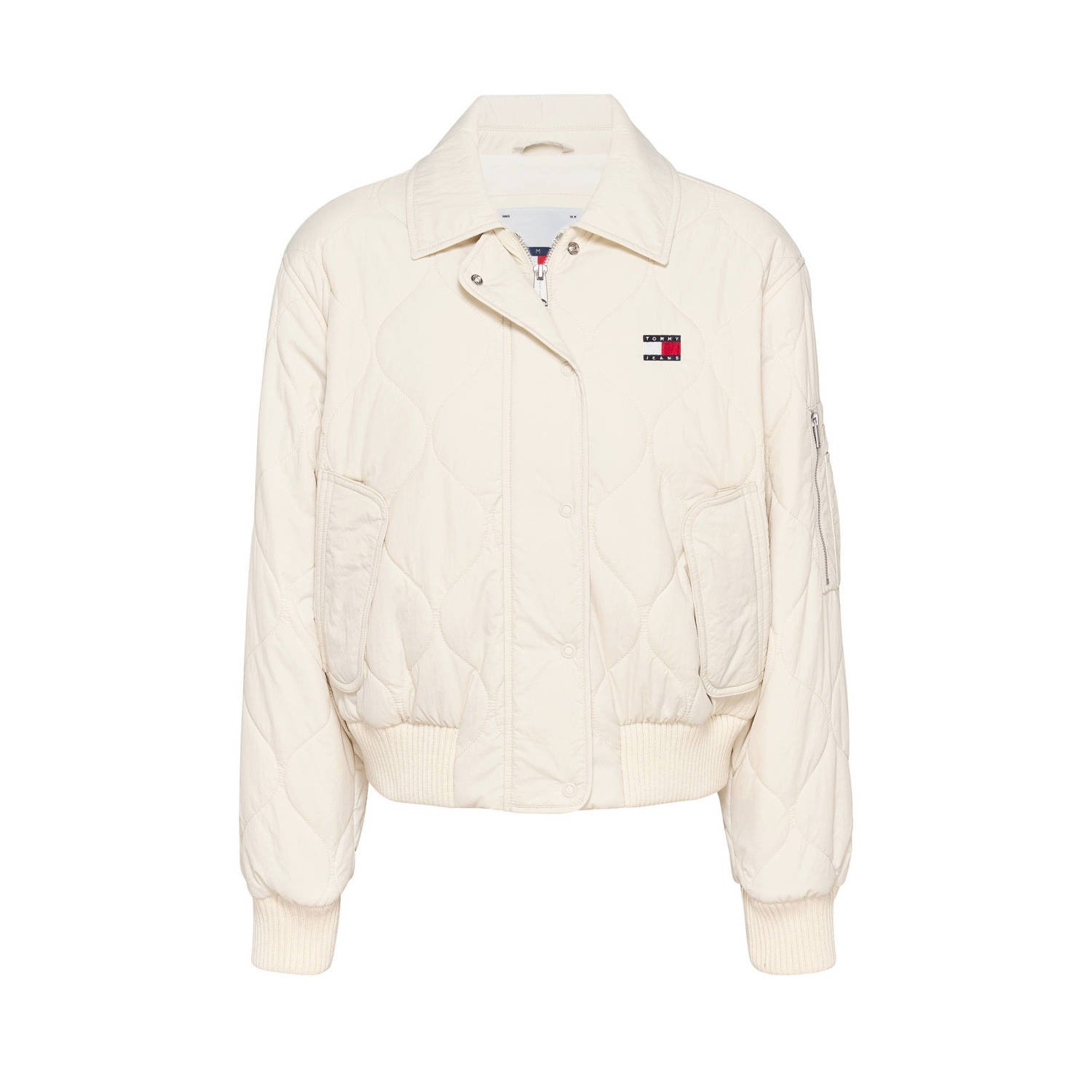 Tommy Jeans Beige Quilt Bomberjack voor Vrouwen Beige Dames