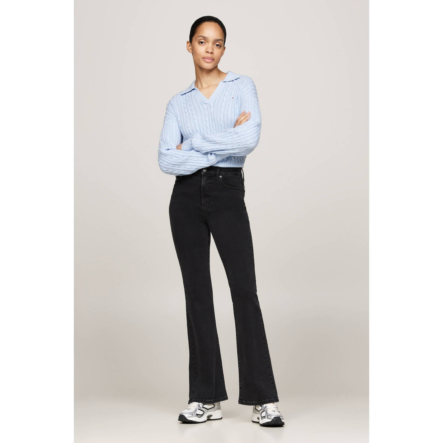 Tommy Jeans high waist flared jeans black denim