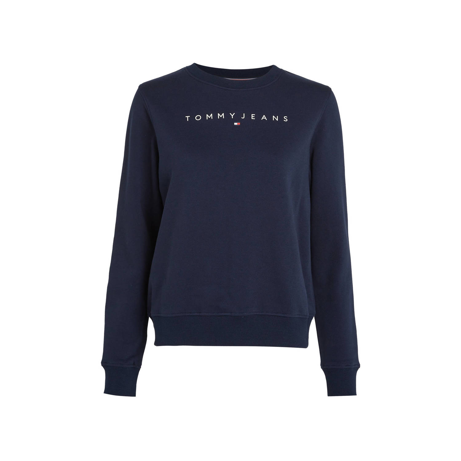 Tommy Hilfiger Geborduurde Katoenen Sweatshirt Lange Mouw Fleece Blue Dames