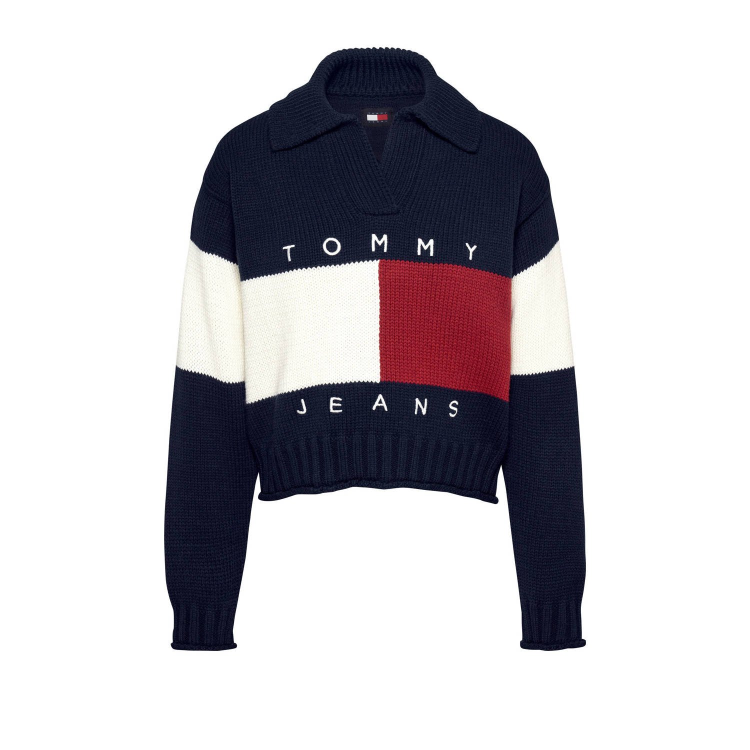 Tommy Hilfiger Rugby Style Flag Sweater Donker Marineblauw Blue Dames