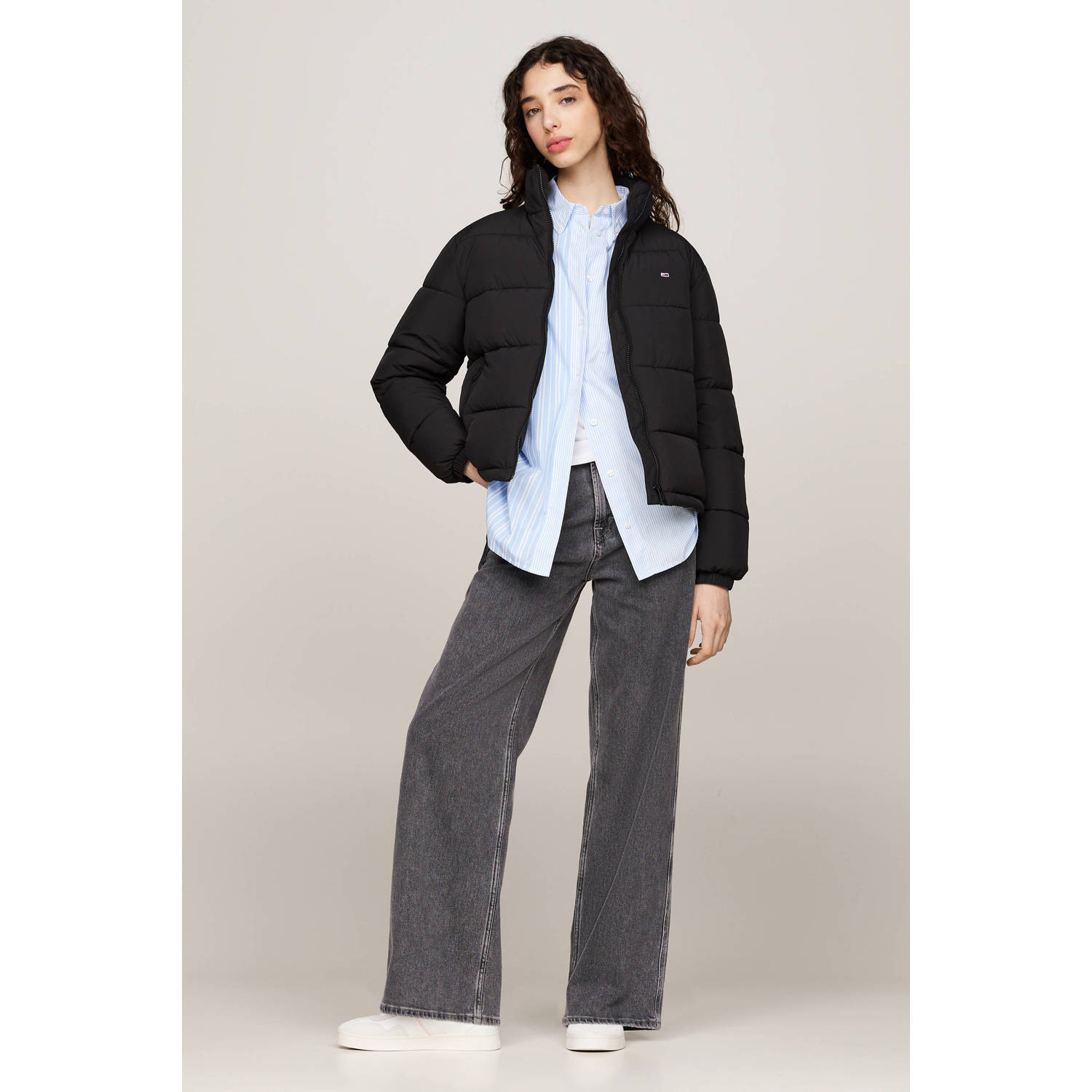 Tommy Jeans gewatteerde winterjas zwart