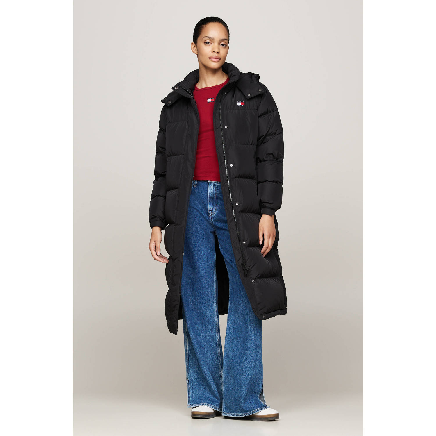 Tommy Jeans gewatteerde winterjas zwart