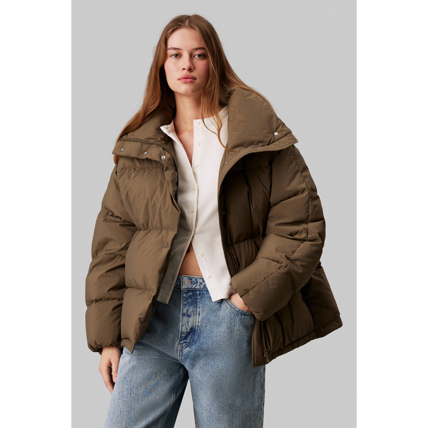 Calvin Klein Jeans Relaxed fit gewatteerd jack met labeldetail