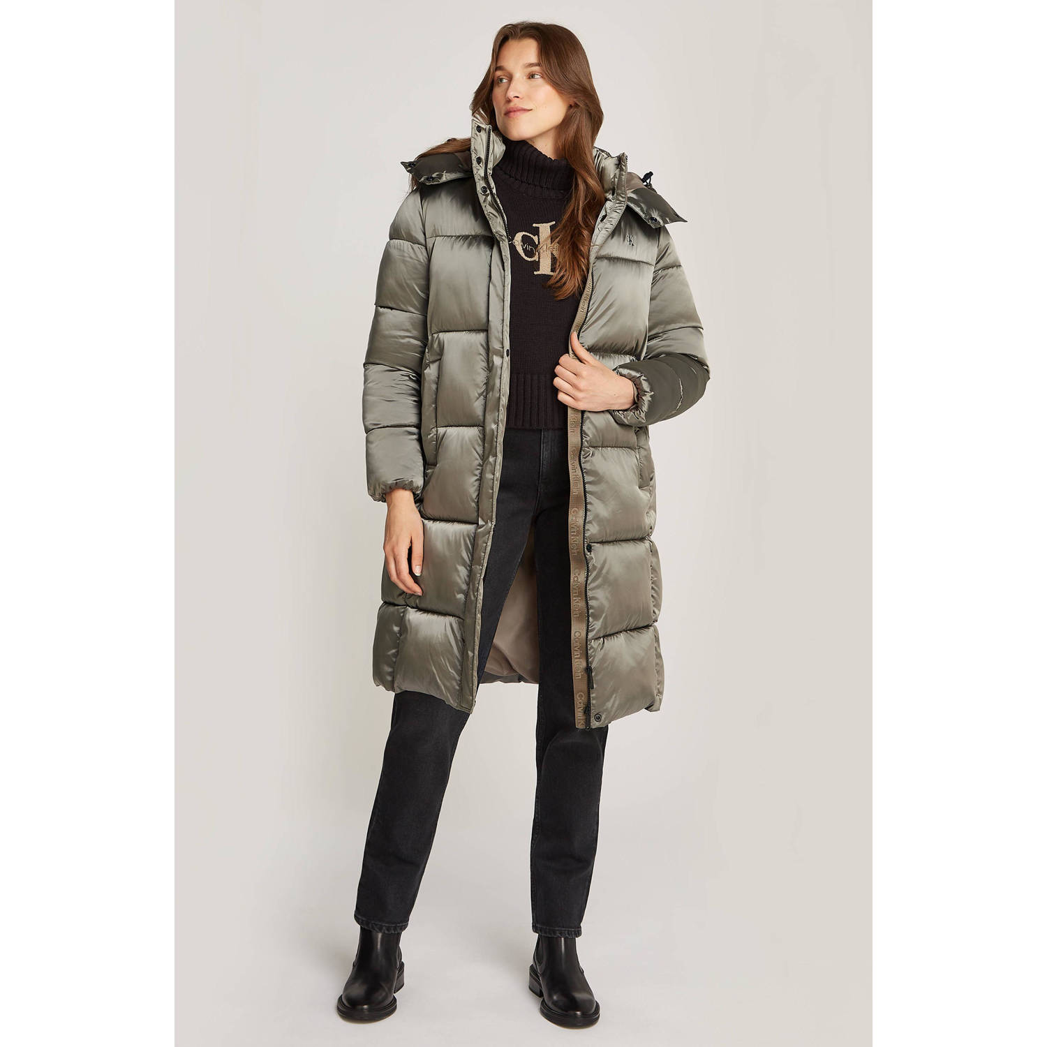 CALVIN KLEIN JEANS gewatteerde winterjas olijfgroen