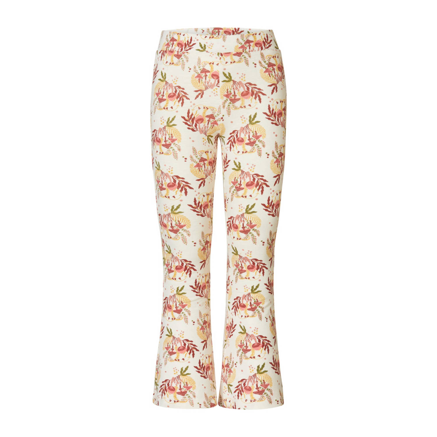 Noppies kids flared broek met all over print wit roze geel