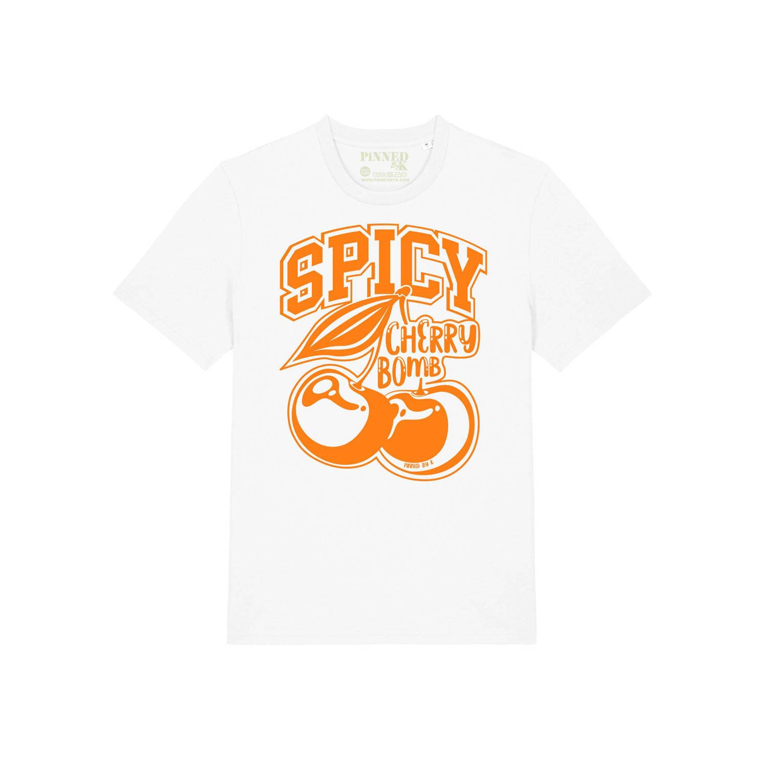 Pinned by K T-shirt Ciao Bella met printopdruk wit oranje