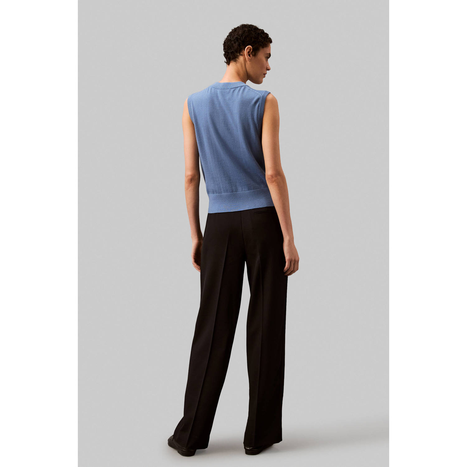 Calvin Klein high waist wide leg pantalon zwart
