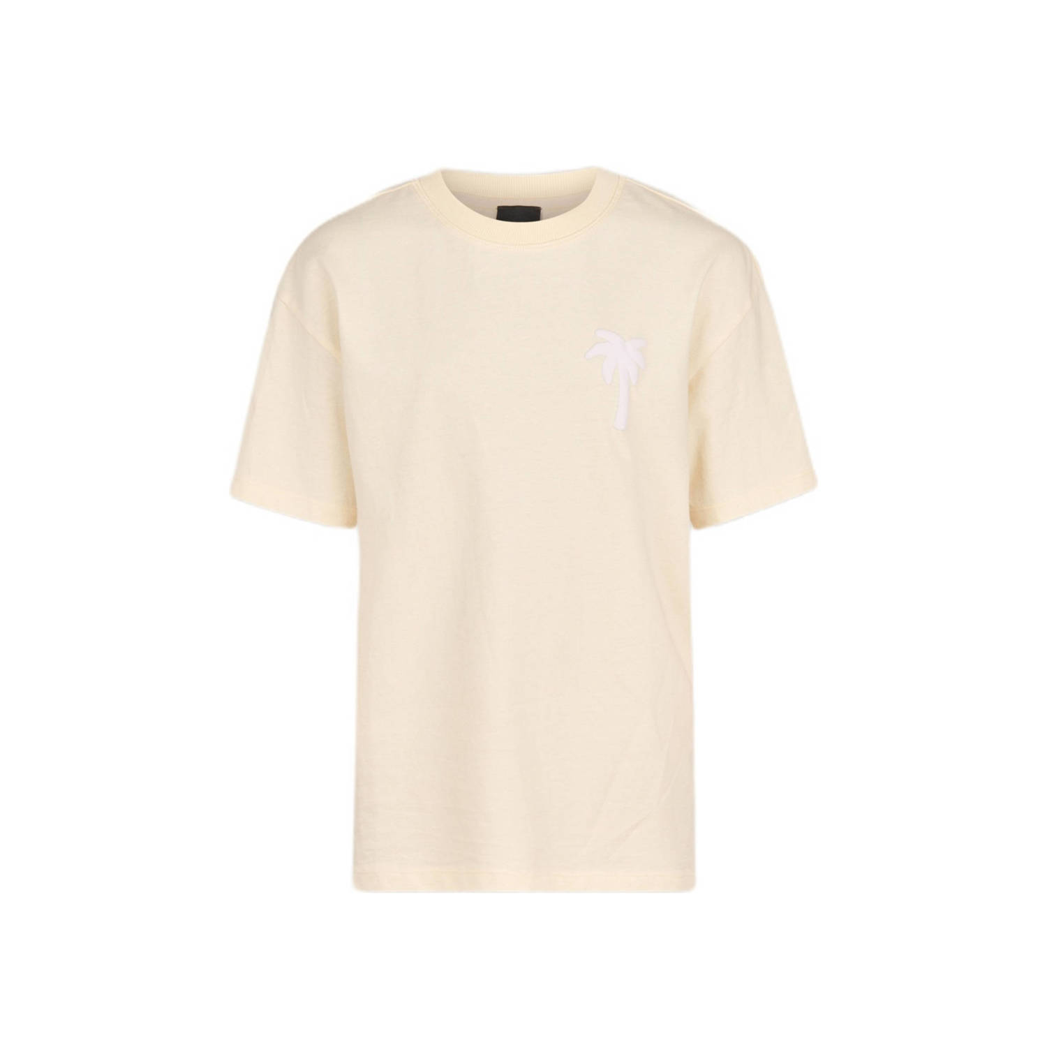 Shoeby T-shirt met backprint gebroken wit Ecru Jongens Katoen Ronde hals 134 140