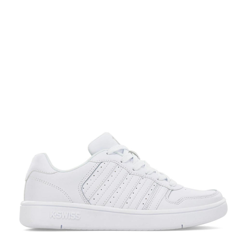 Wit en lichtgrijze dames K-Swiss Court Palisander sneakers van leer/voering: mesh/voetbed: eva met veters