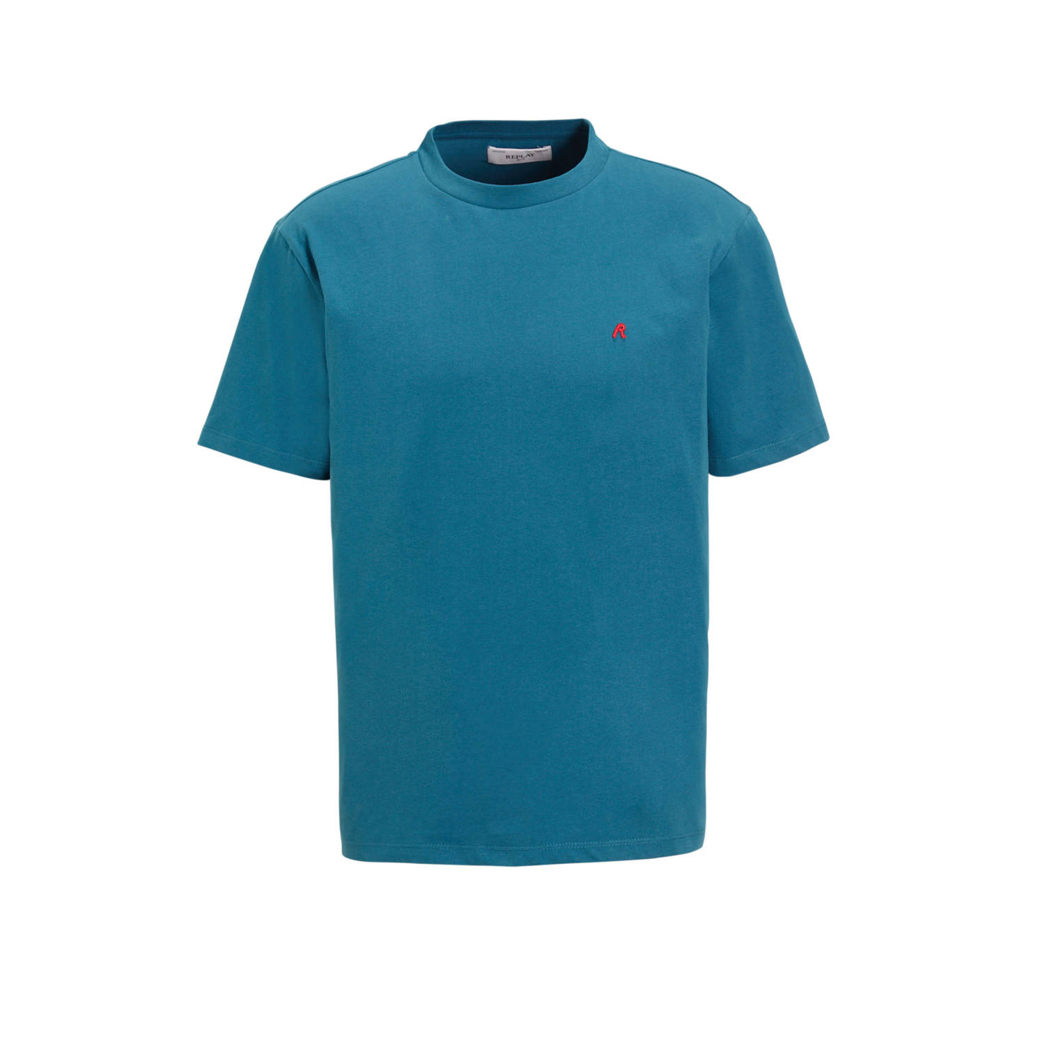 REPLAY T-shirt met logo petrol