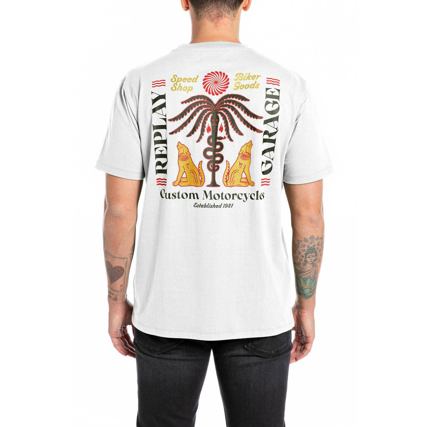 REPLAY T-shirt met backprint wit
