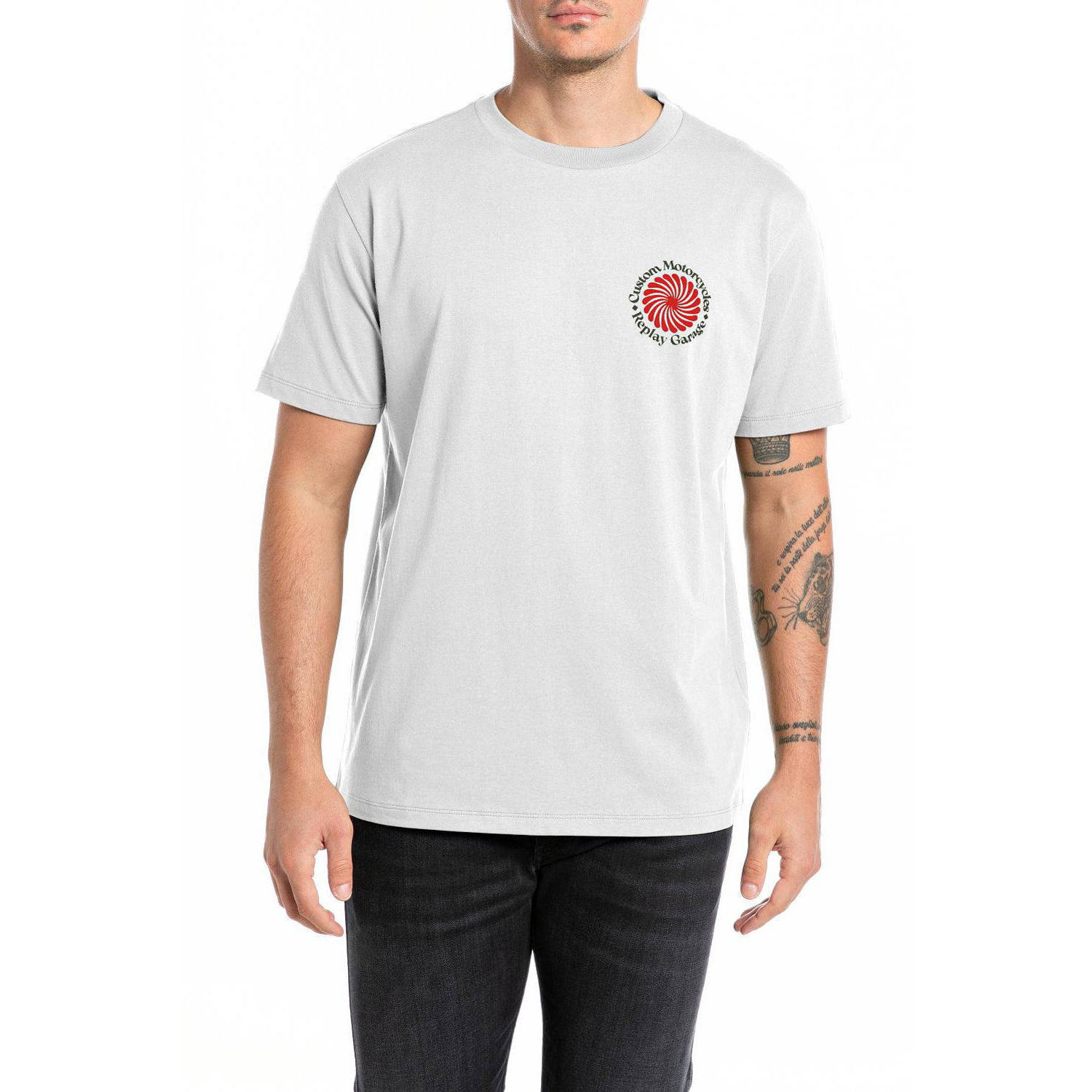 REPLAY T-shirt met backprint wit