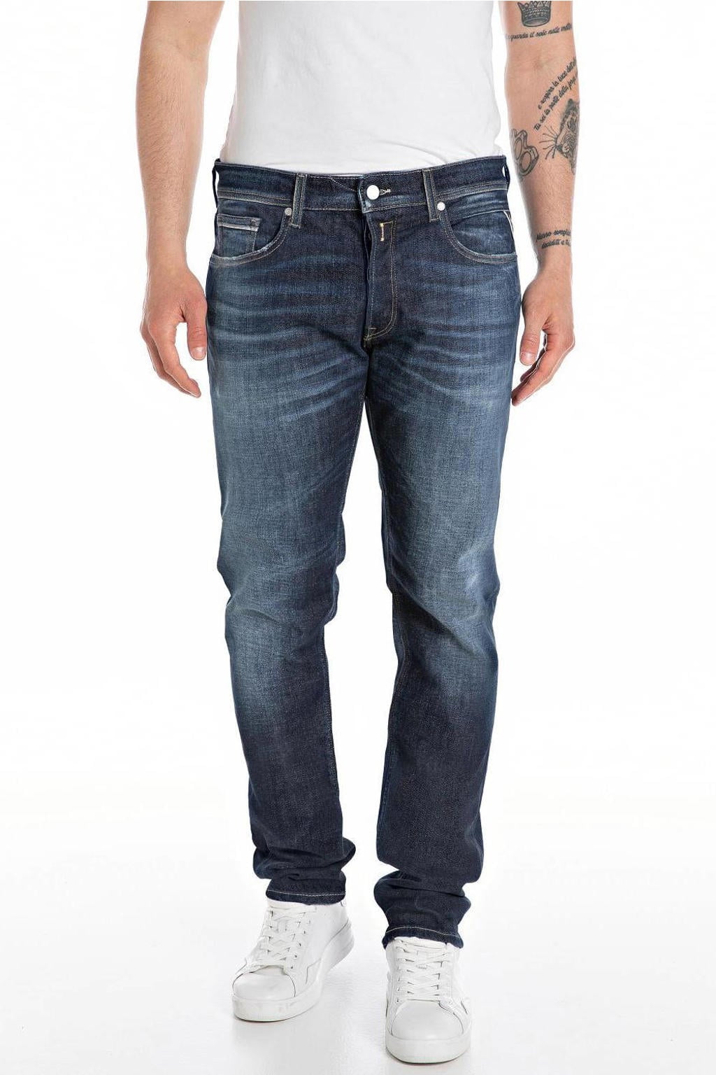 REPLAY straight leg jeans GROVER donkerblauw