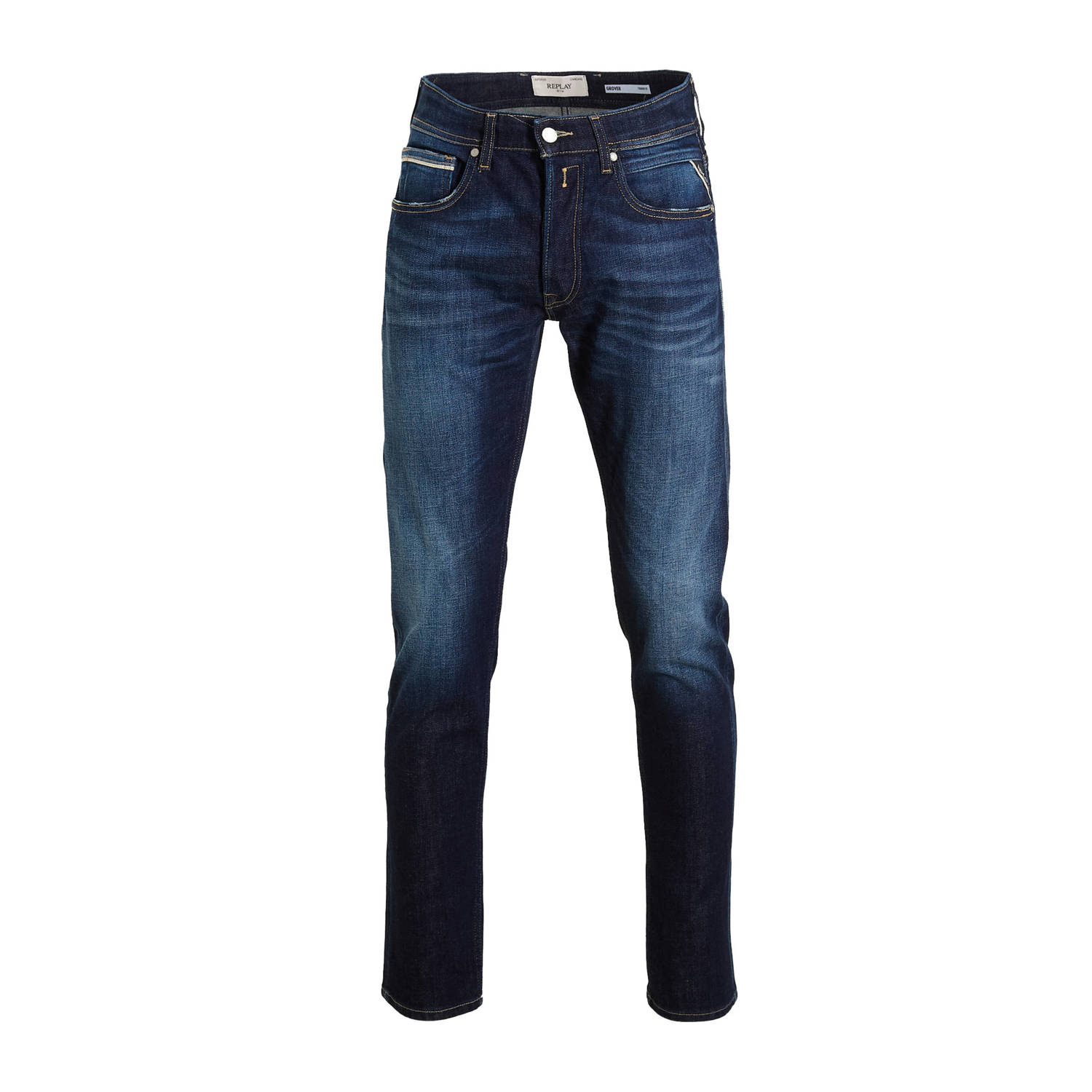 REPLAY straight leg jeans GROVER donkerblauw