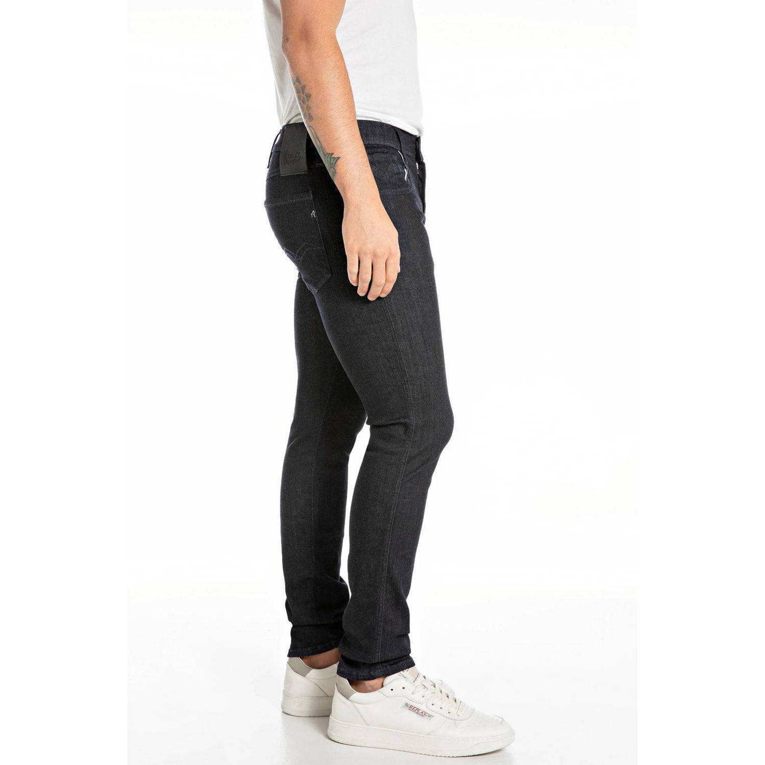 REPLAY tapered fit jeans ANBASS donkerblauw