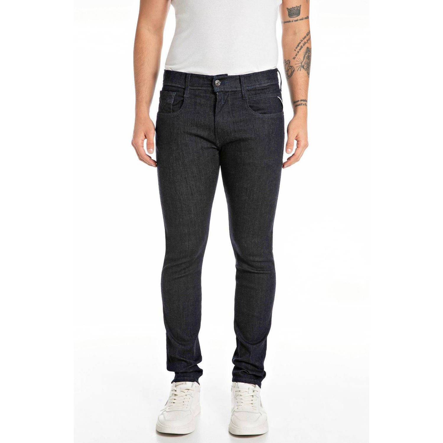 REPLAY tapered fit jeans ANBASS donkerblauw