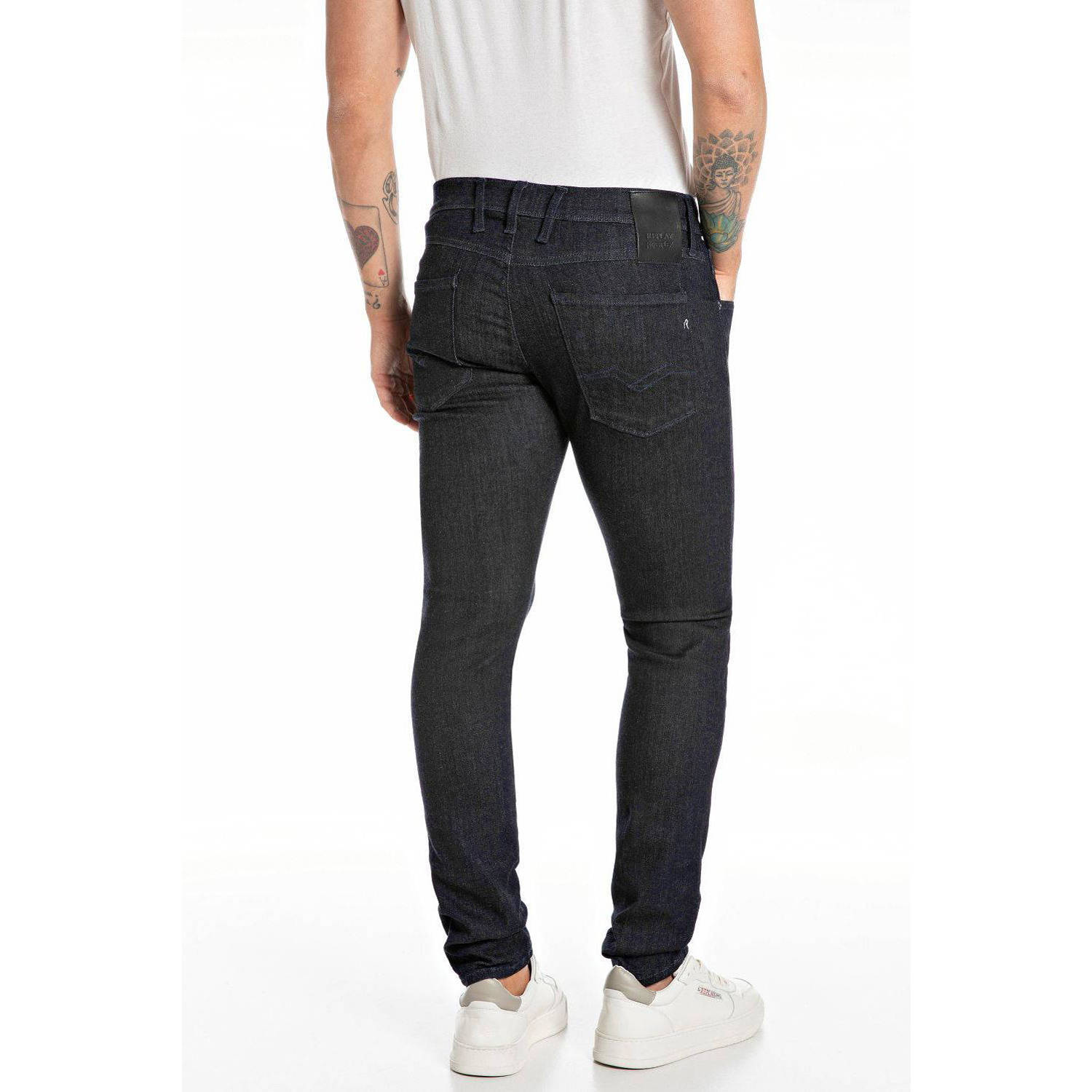 REPLAY tapered fit jeans ANBASS donkerblauw
