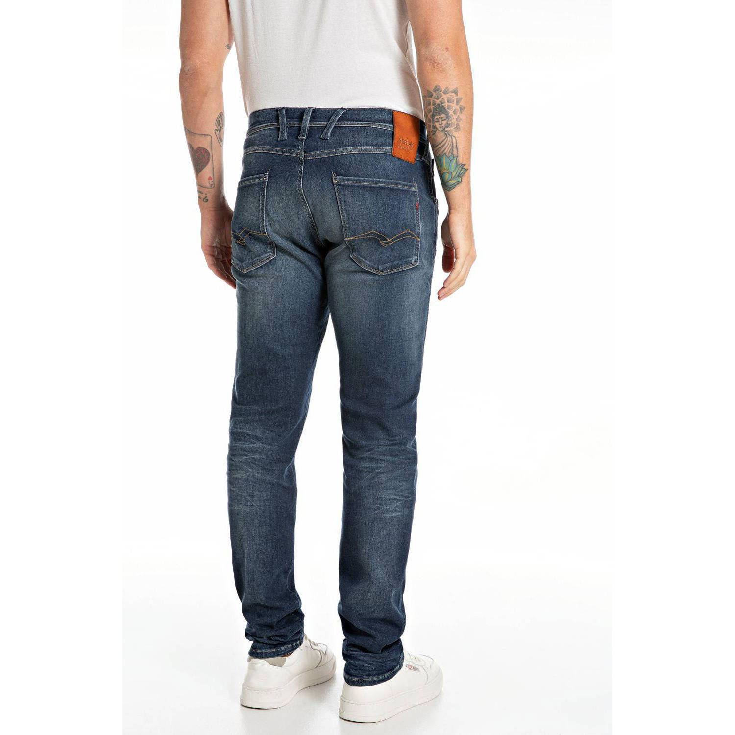 Replay Slim Fit Mid Waist Jeans Blue Heren
