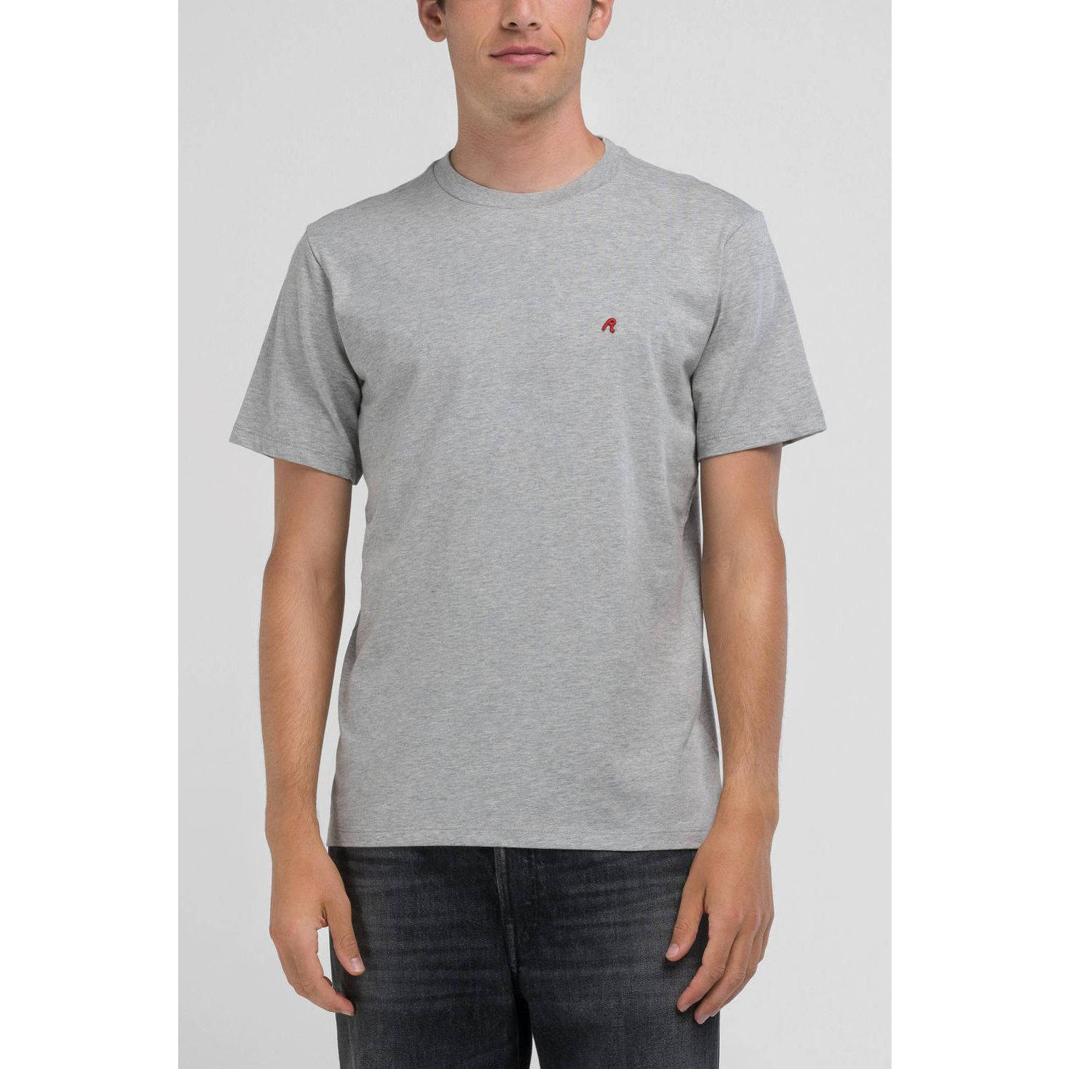 REPLAY T-shirt met logo grijs