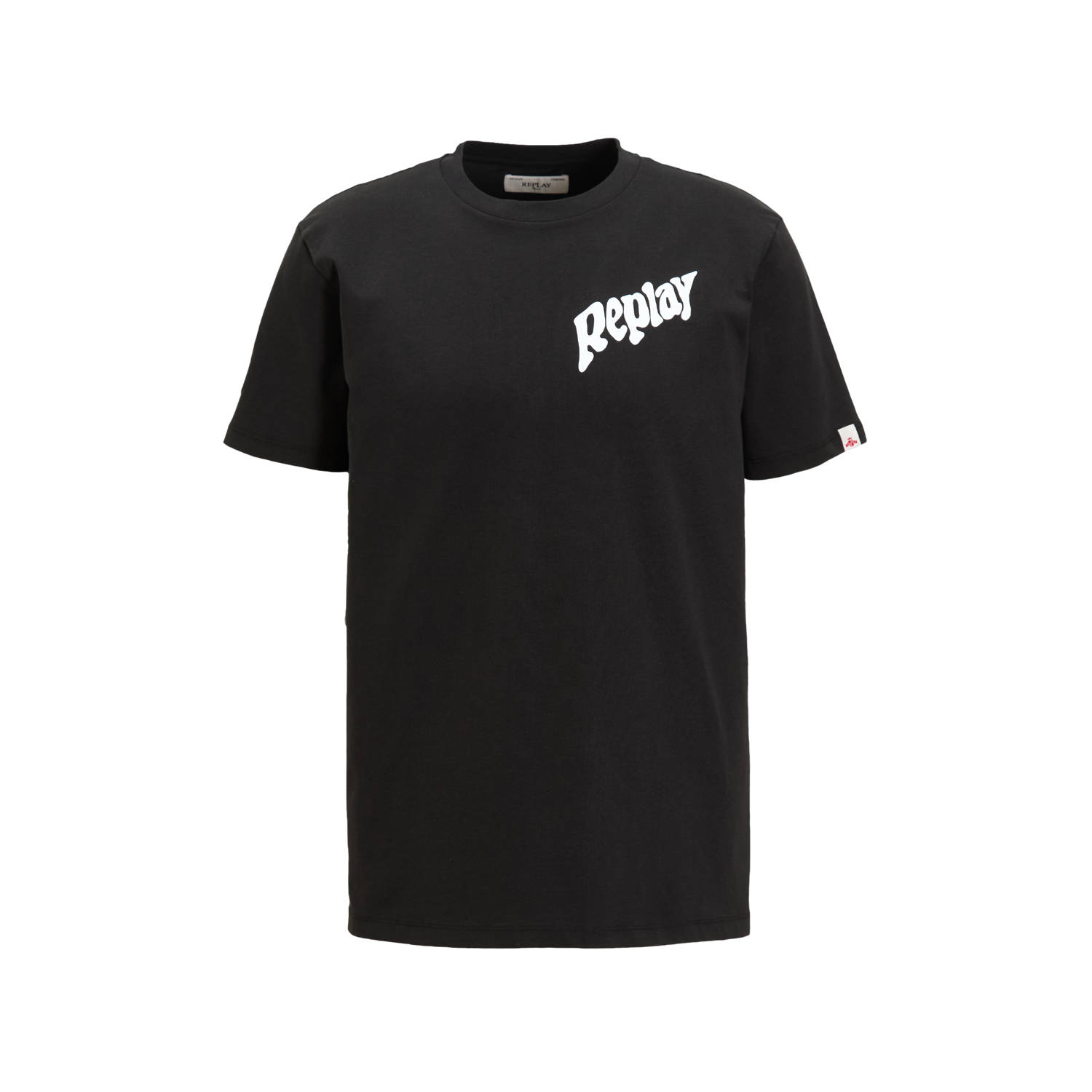 REPLAY T-shirt met backprint zwart
