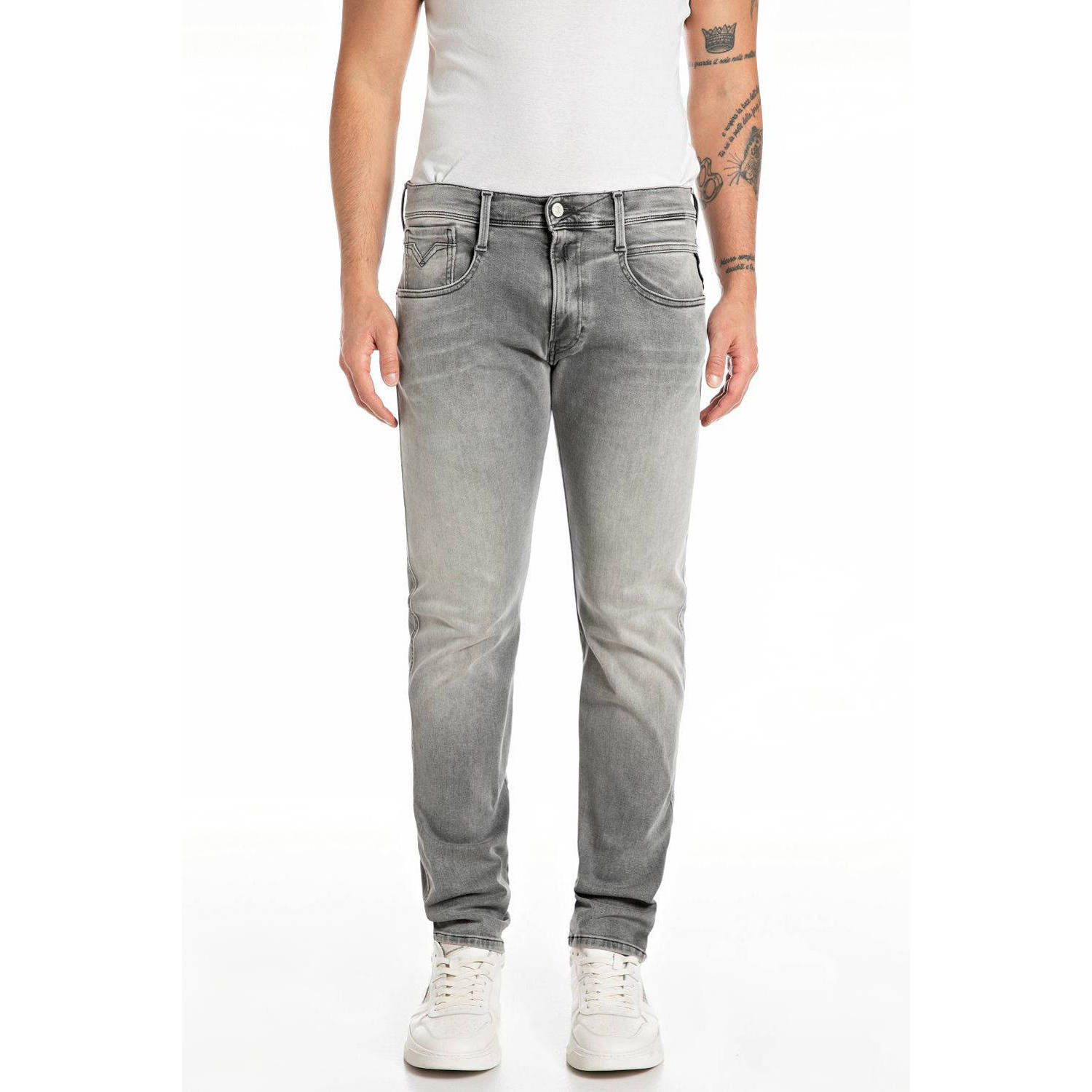 REPLAY tapered fit jeans ANBASS grijs