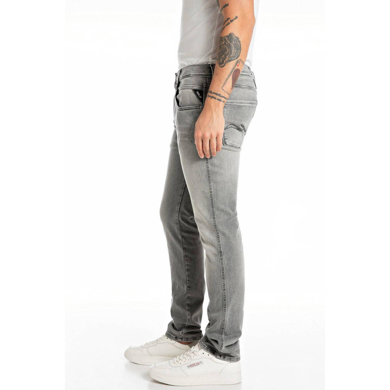 REPLAY tapered fit jeans ANBASS grijs