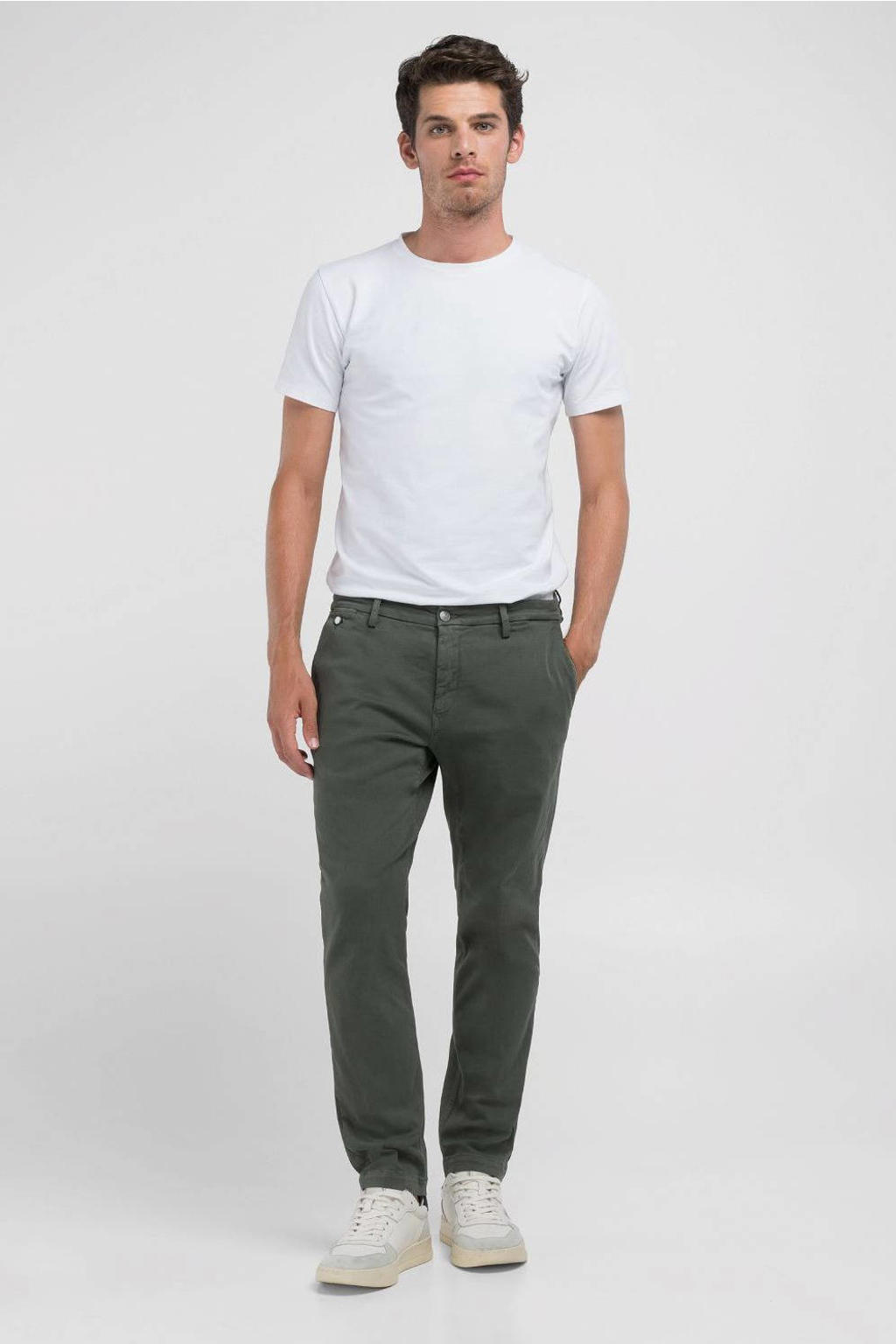 REPLAY regular fit chino BENNI donkergroen