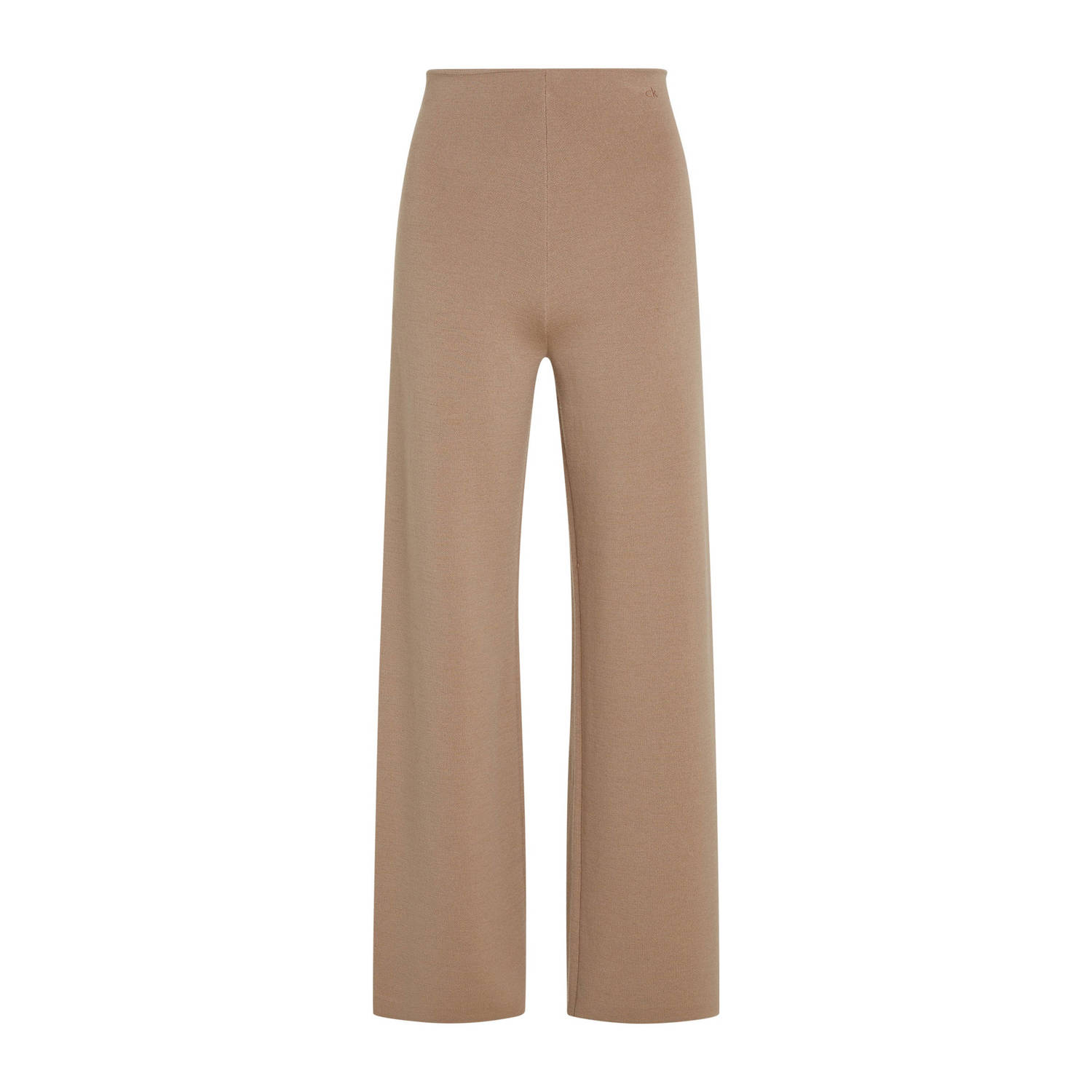 Calvin Klein high waist straight fit broek met wol beige