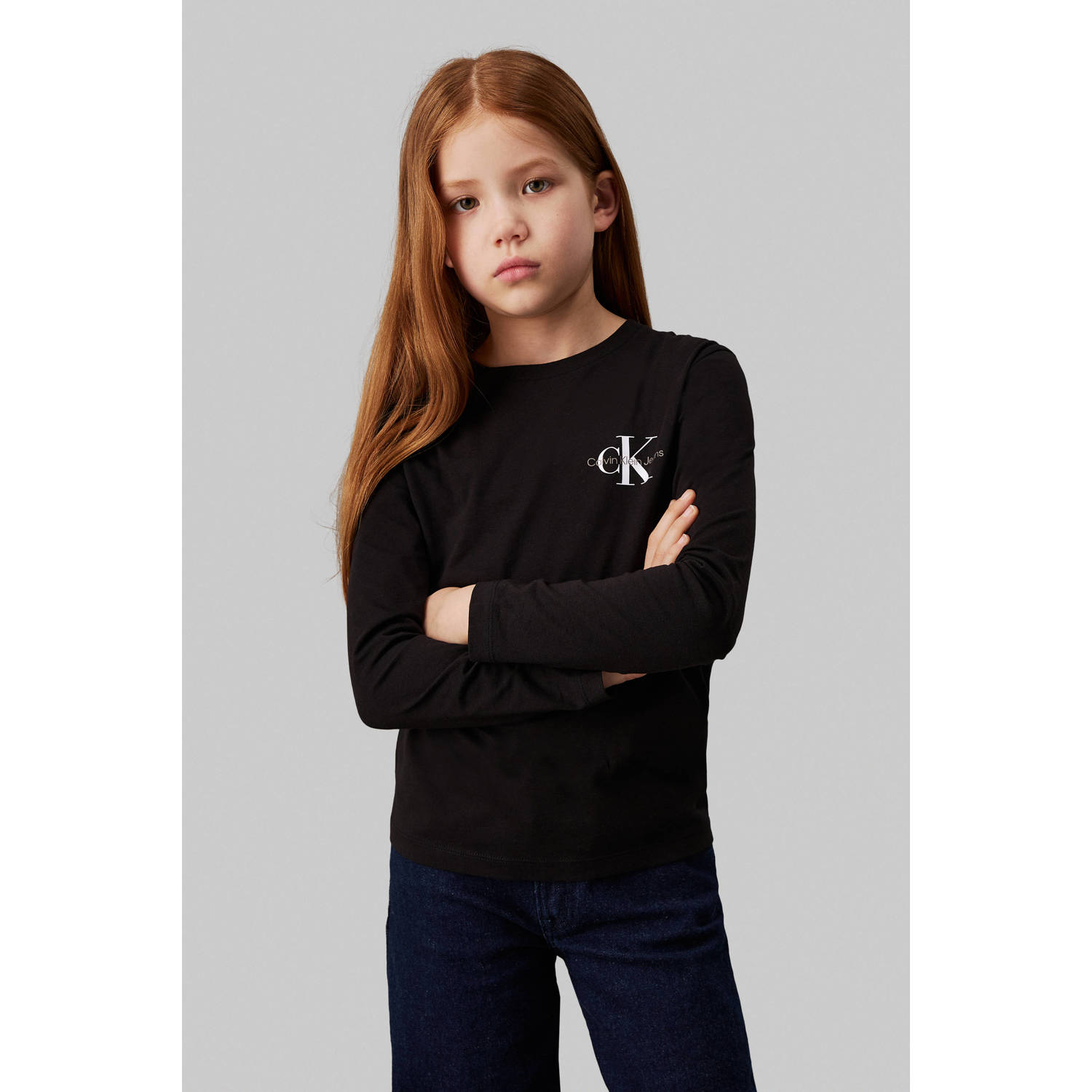 Calvin Klein Shirt met lange mouwen Chest Monologo Ls T-Shirt voor kinderen tot 16 jaar en met logo-opdruk